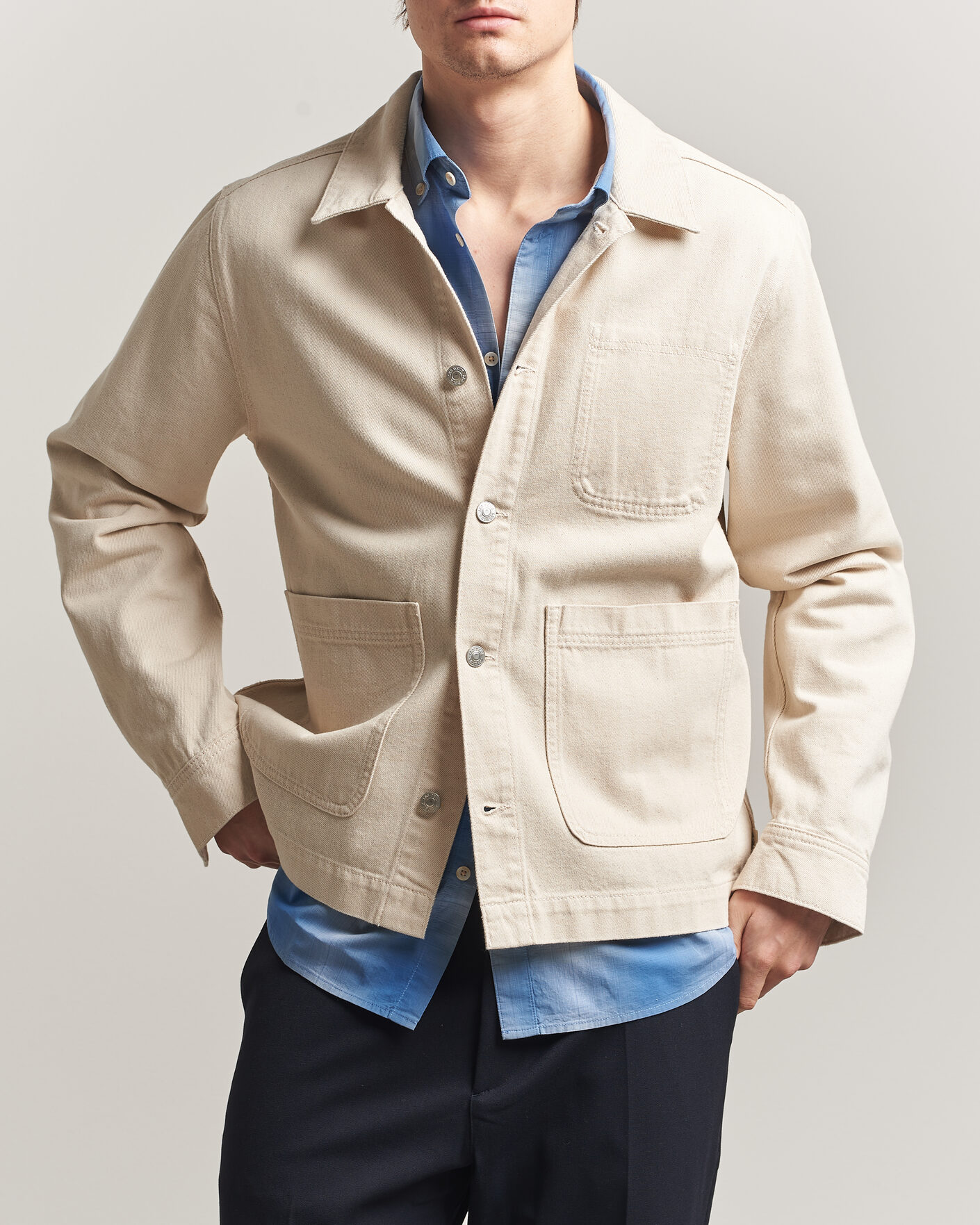 Hombres | Camisas | LES DEUX | Layton Denim Overshirt Ivory