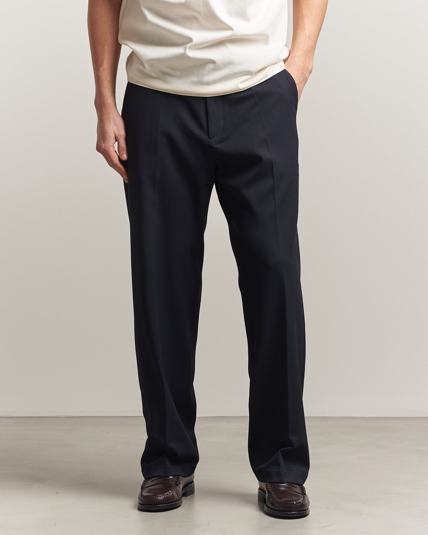 Hombres | Pantalones | LES DEUX | Como Solid Slack Pants Dark Navy