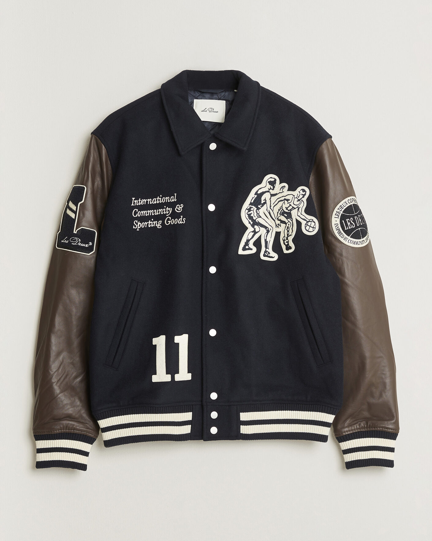 Hombres | Abrigos y chaquetas | LES DEUX | Basket Varsity Wool Jacket Dark Navy