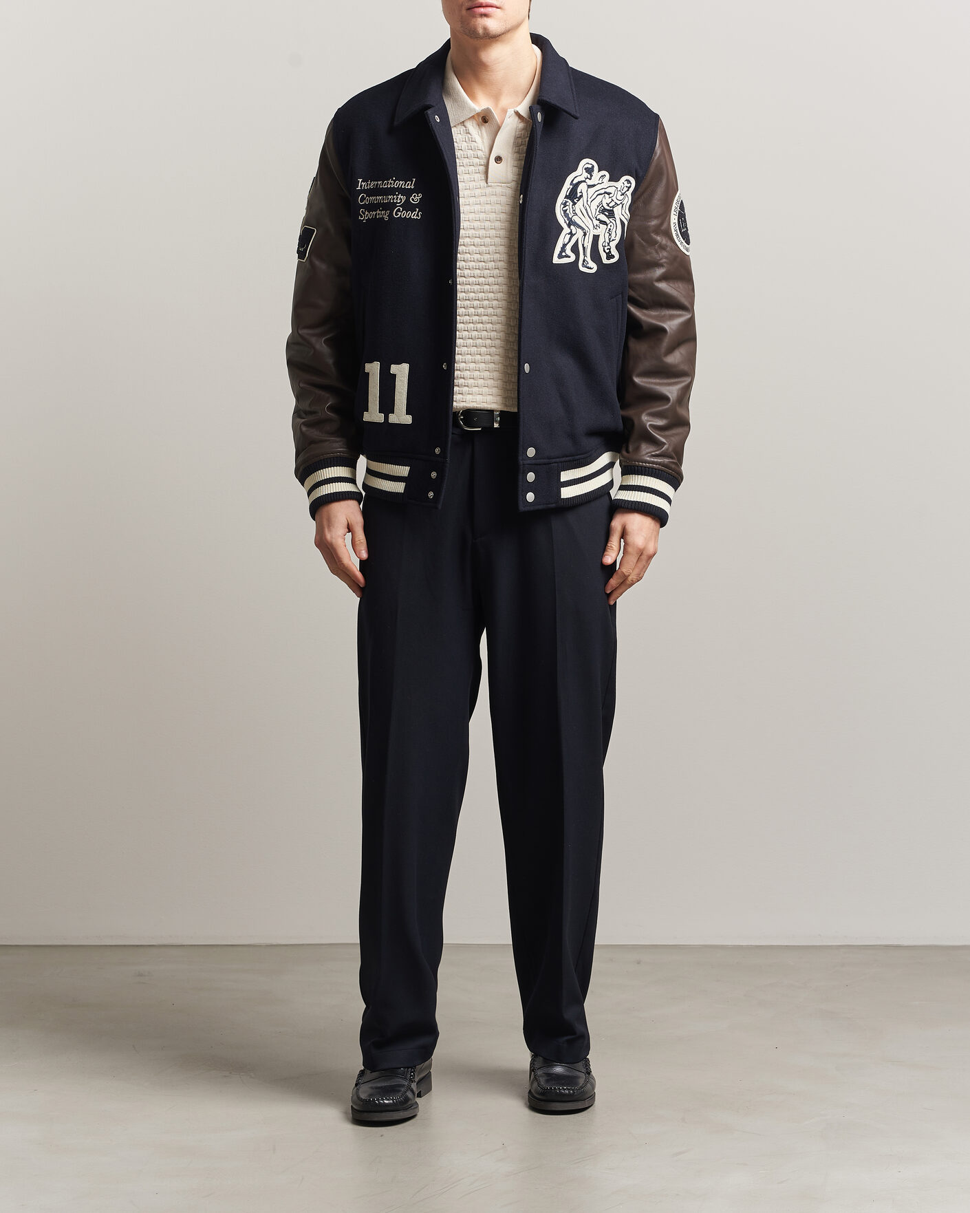 Hombres | Abrigos y chaquetas | LES DEUX | Basket Varsity Wool Jacket Dark Navy
