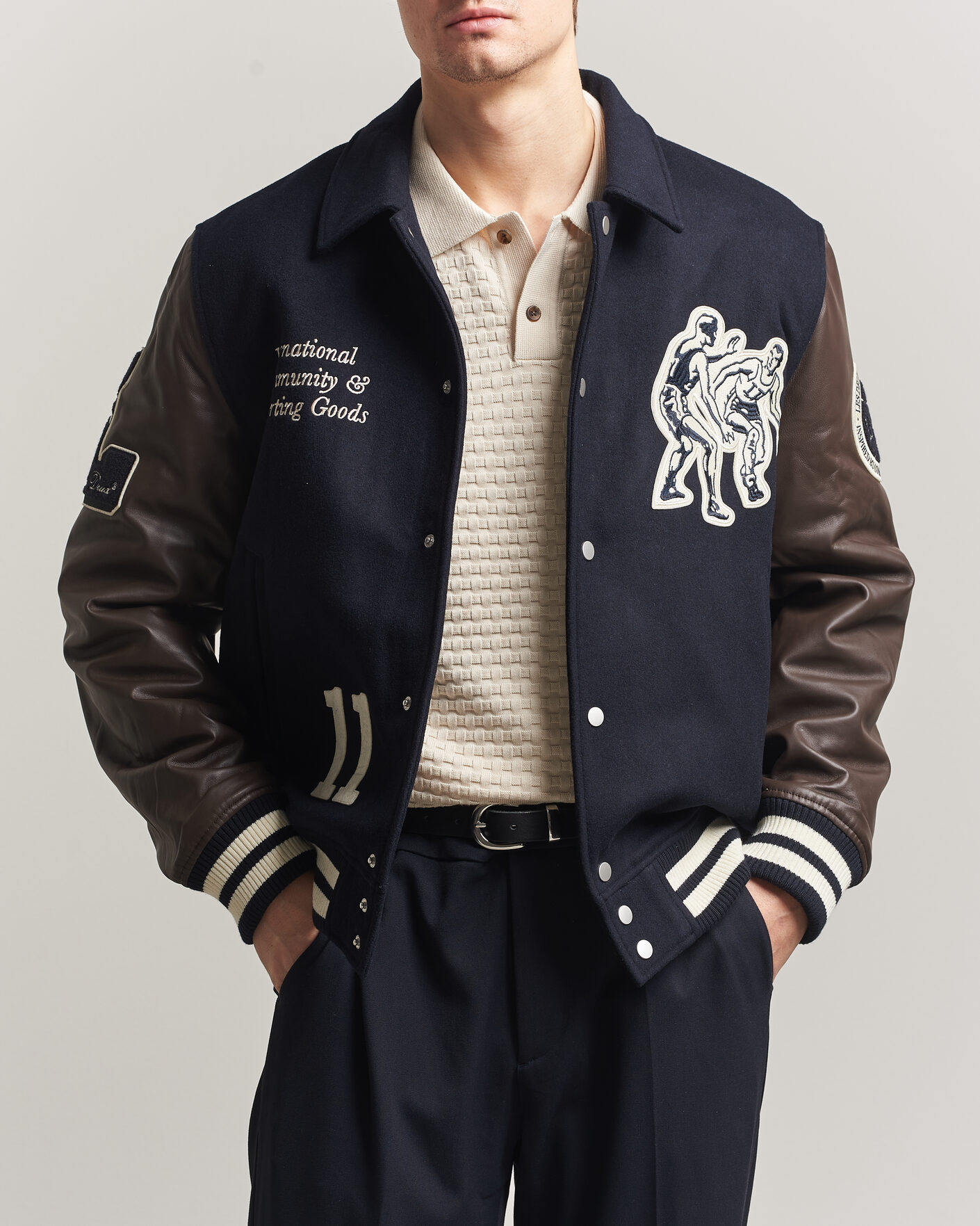 Hombres | Abrigos y chaquetas | LES DEUX | Basket Varsity Wool Jacket Dark Navy