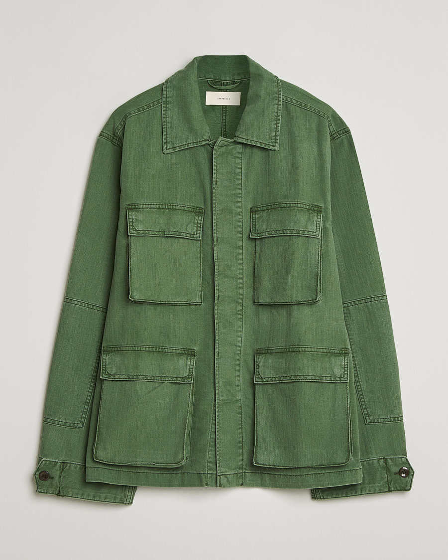 Hombres | Abrigos y chaquetas | Jeanerica | Luc Herringbone Shirt Jacket Chevron Green