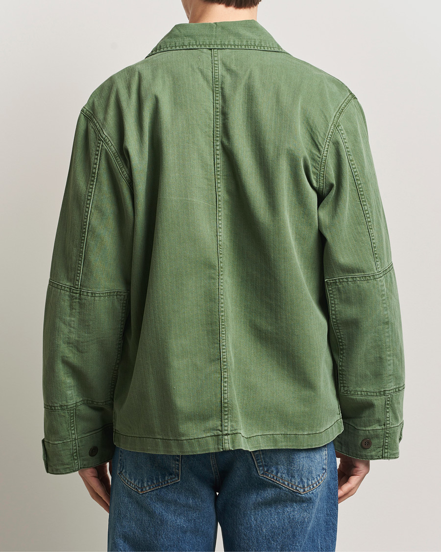Hombres | Abrigos y chaquetas | Jeanerica | Luc Herringbone Shirt Jacket Chevron Green