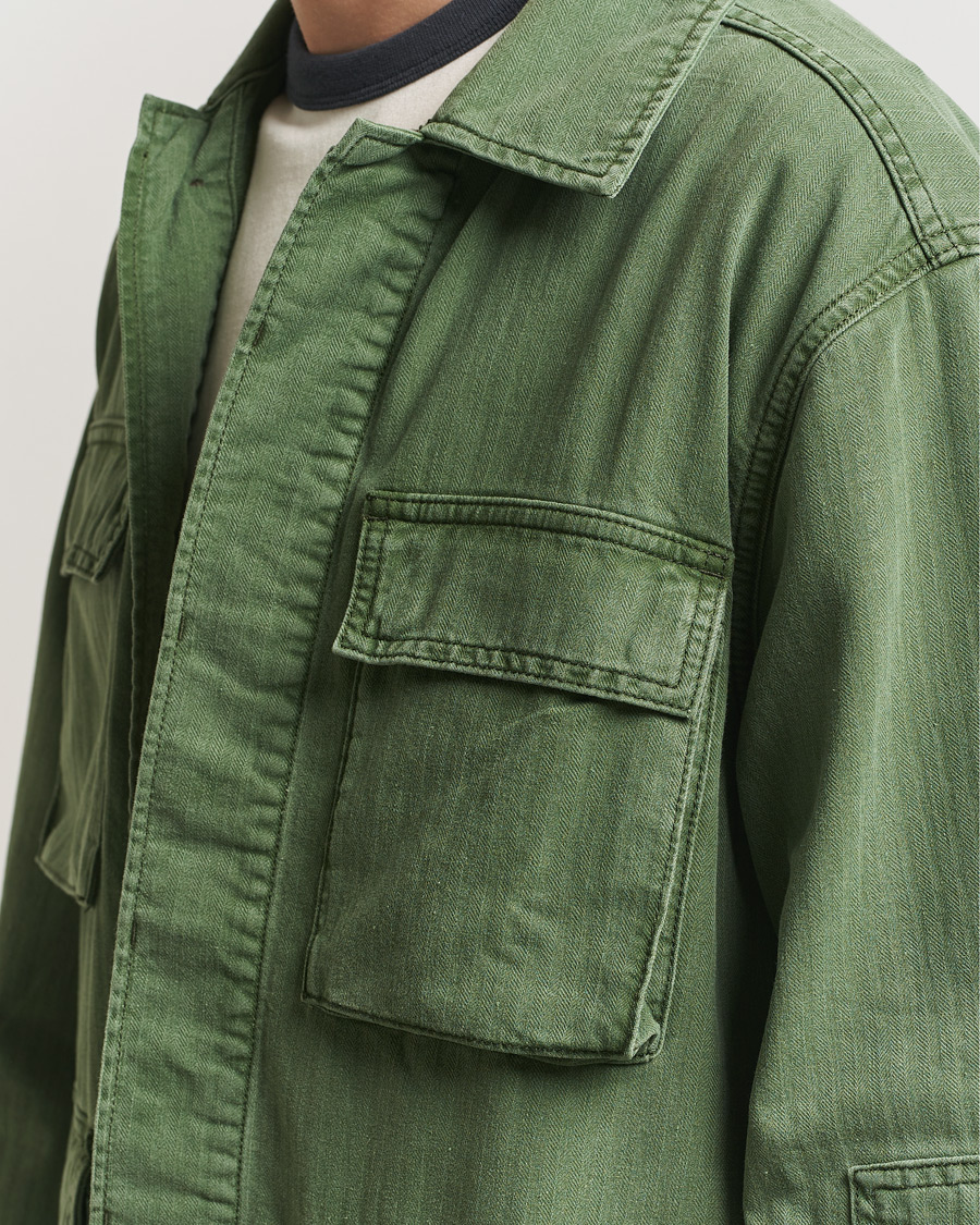 Hombres | Abrigos y chaquetas | Jeanerica | Luc Herringbone Shirt Jacket Chevron Green