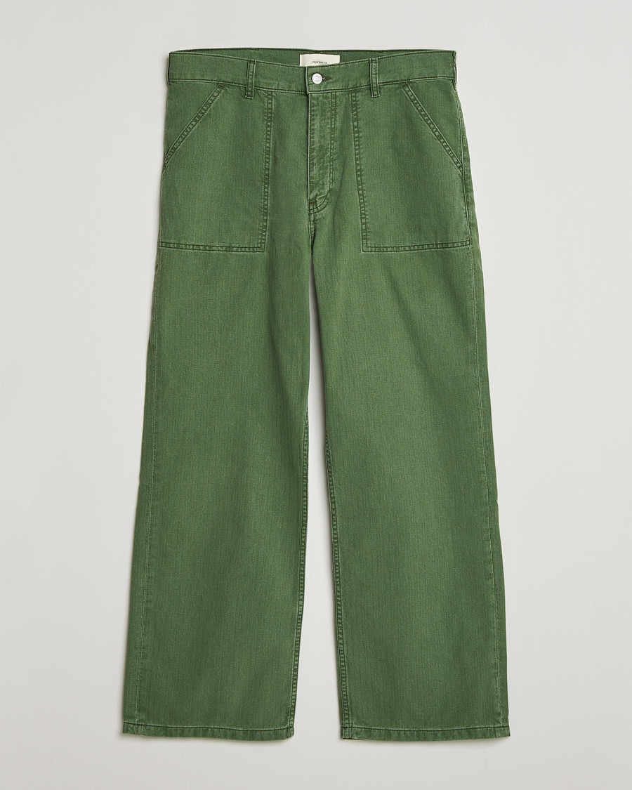 Hombres | Pantalones | Jeanerica | Genua Herringbone Worker Chino Chevron Green