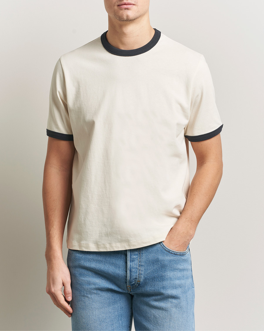 Hombres | Camisetas | Jeanerica | Ringer Crew Neck T-Shirt Off White
