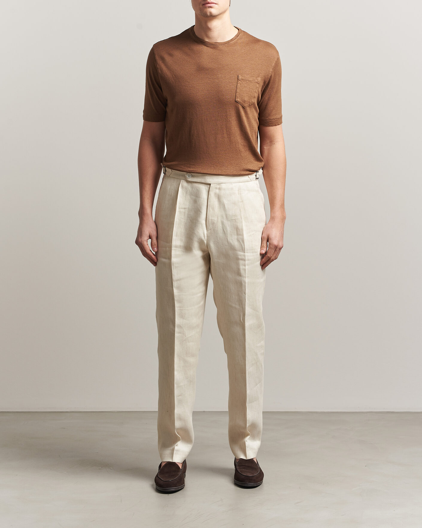 Hombres | Camisetas | Massimo Alba | Panarea Cotton/Linen T-Shirt Wood