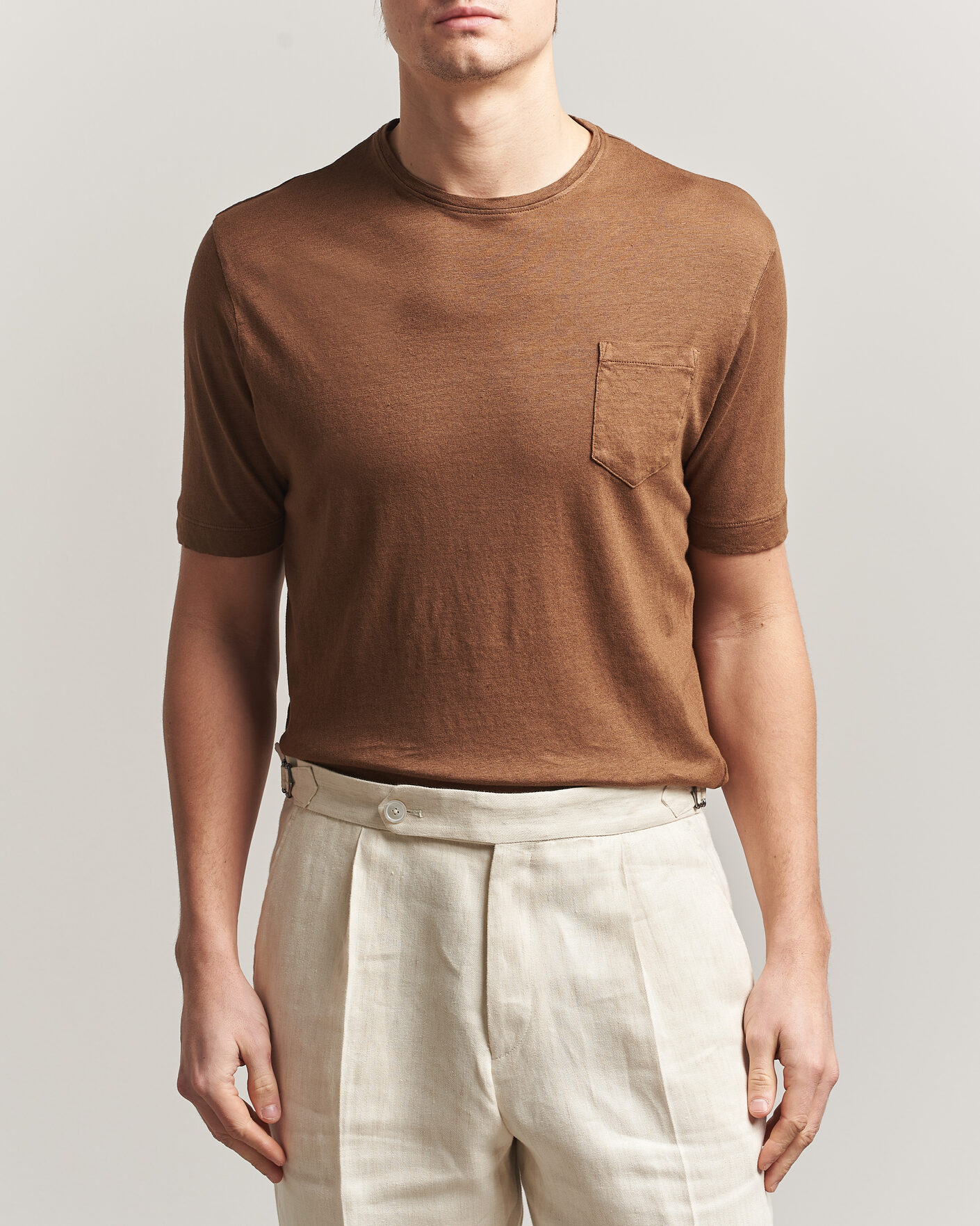 Hombres | Camisetas | Massimo Alba | Panarea Cotton/Linen T-Shirt Wood