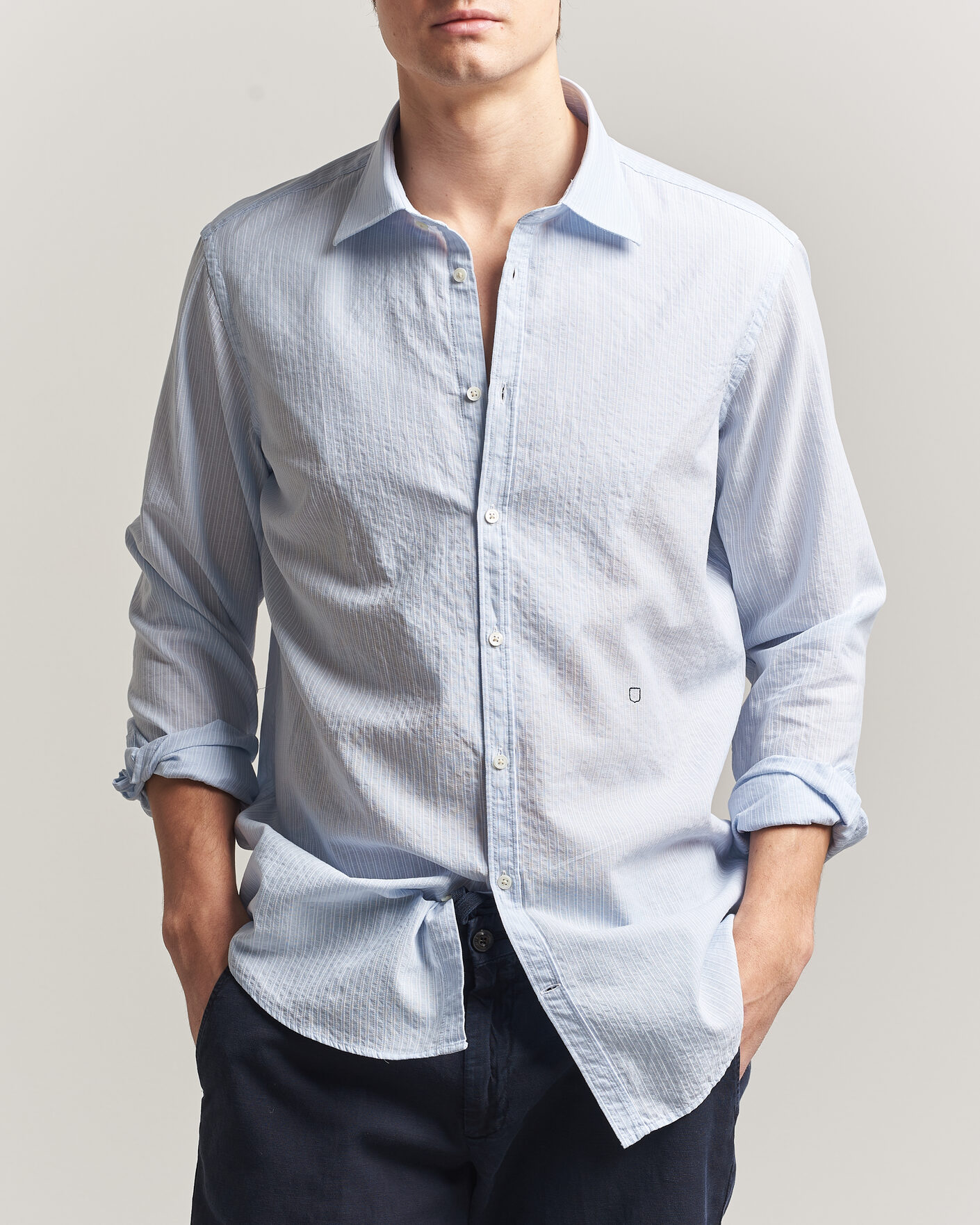 Hombres | Camisas | Massimo Alba | Genova Striped Shirt Sky Blue