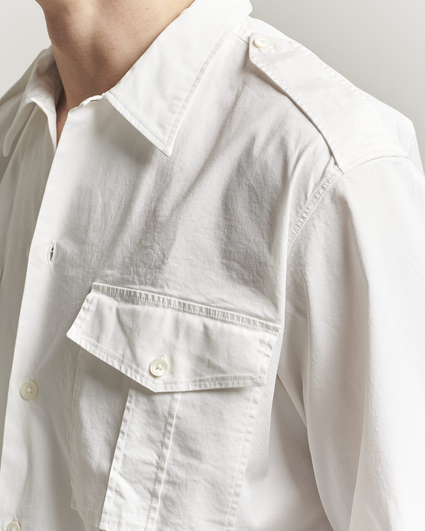 Hombres | Camisas | Massimo Alba | Army Double Pocket Shirt White