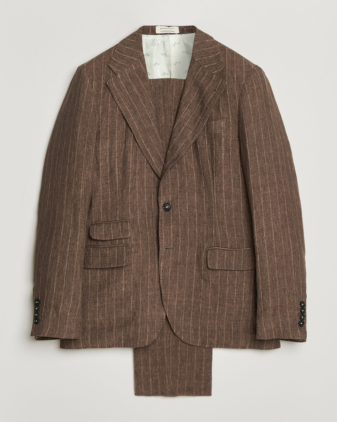 Hombres | Trajes | Massimo Alba | Sloop Linen Suit Brown Pinstripe