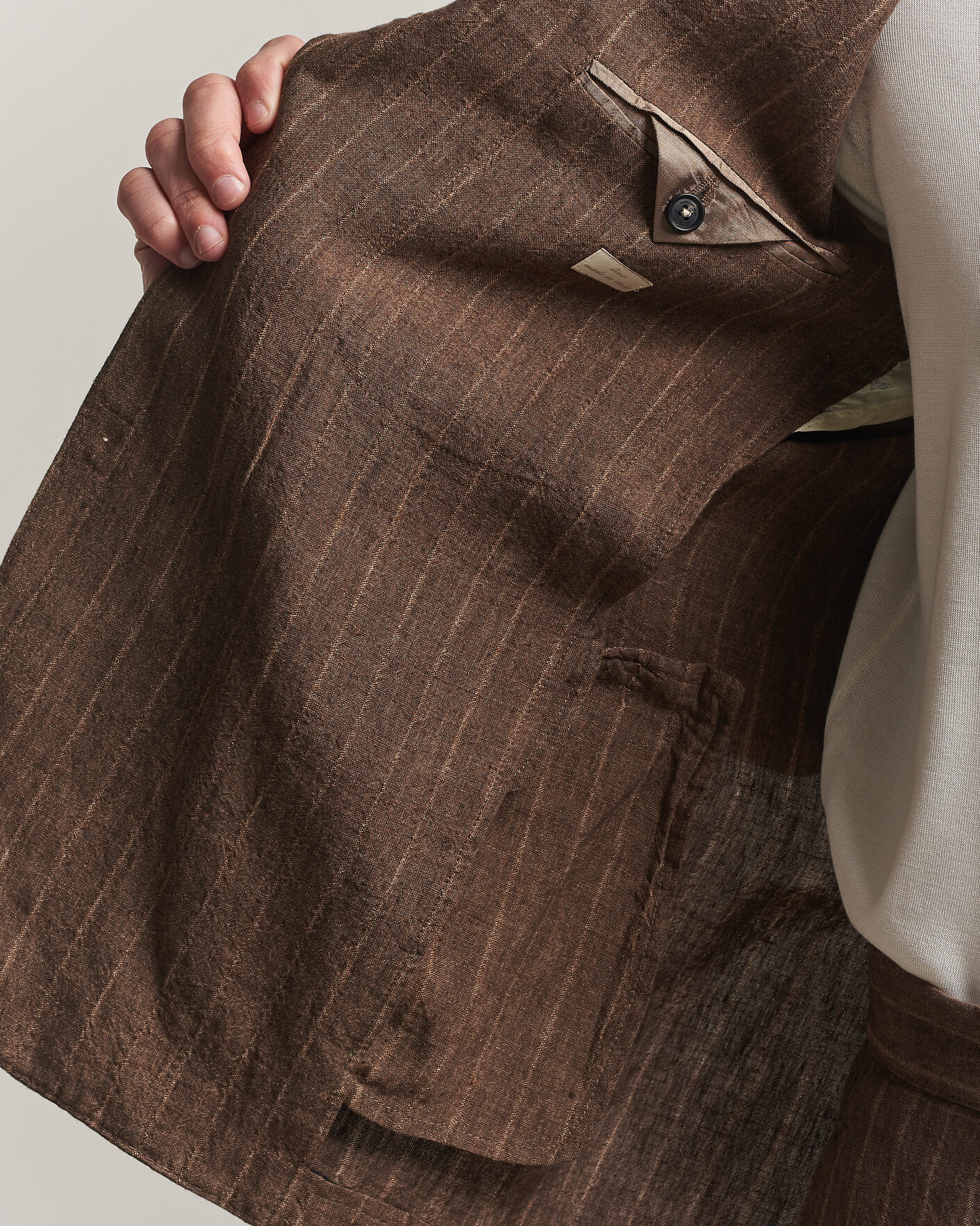 Hombres | Trajes | Massimo Alba | Sloop Linen Suit Brown Pinstripe