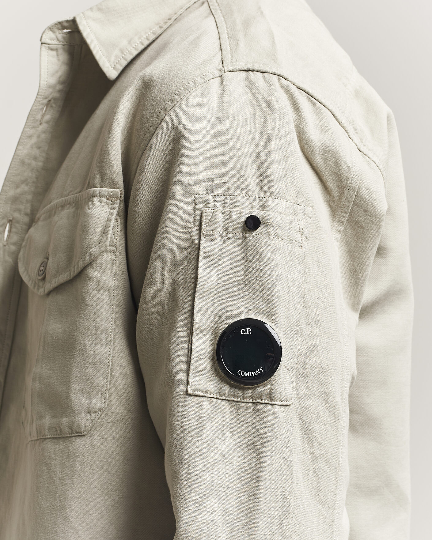 Hombres | Camisas | C.P. Company | Cotton/Linen Pocket Shirt Light Grey