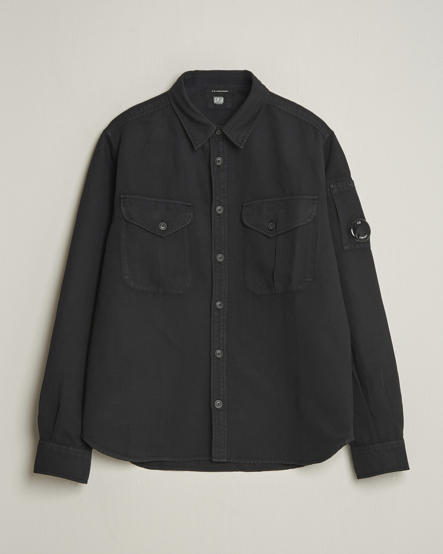 Hombres | Camisas | C.P. Company | Cotton/Linen Pocket Shirt Black