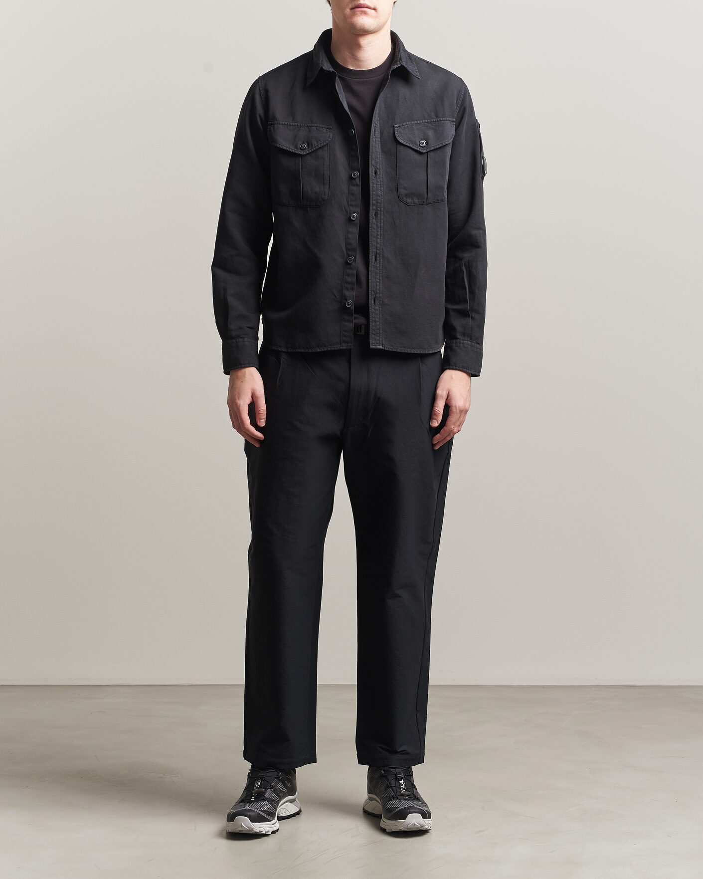 Hombres | Camisas | C.P. Company | Cotton/Linen Pocket Shirt Black