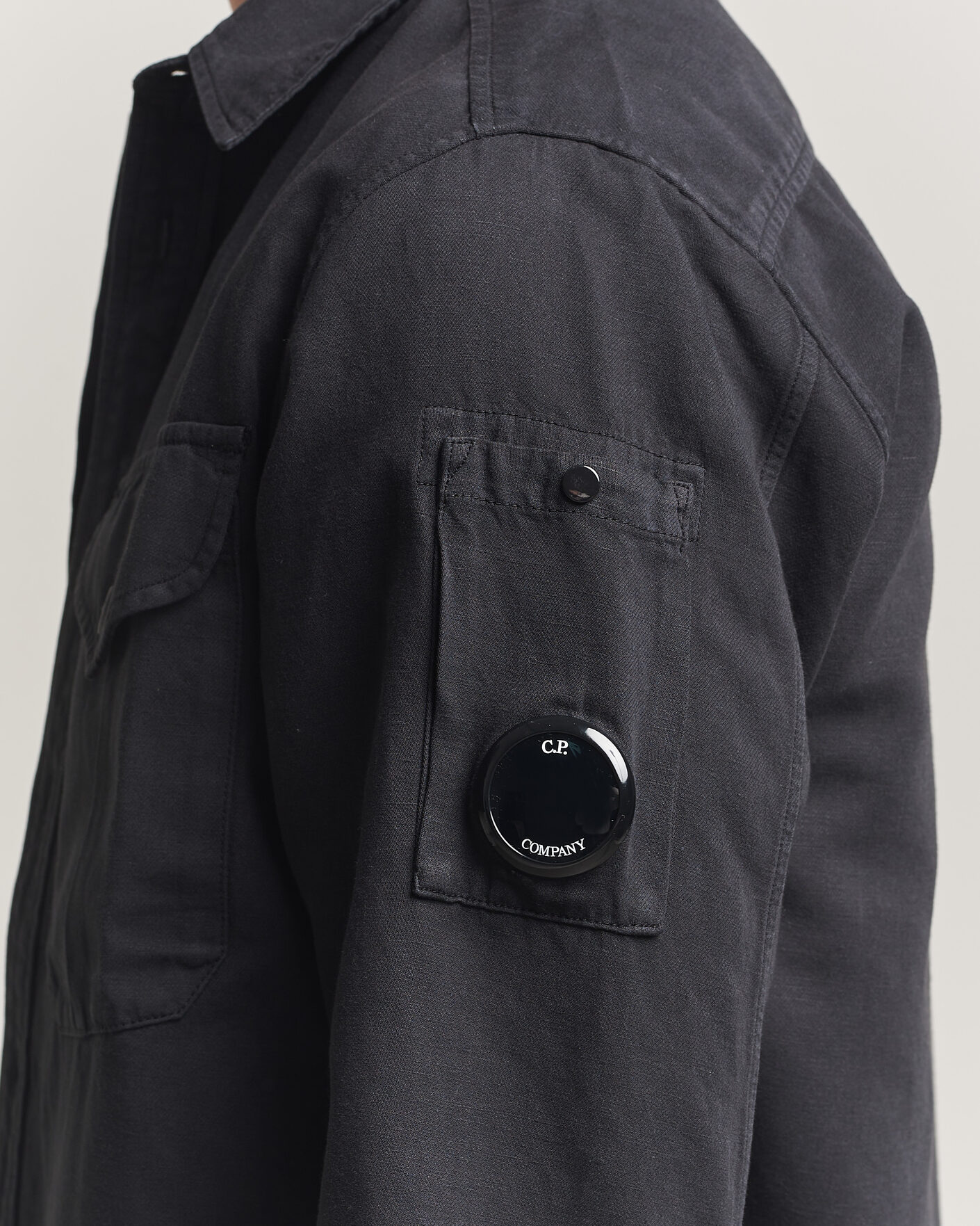 Hombres | Camisas | C.P. Company | Cotton/Linen Pocket Shirt Black