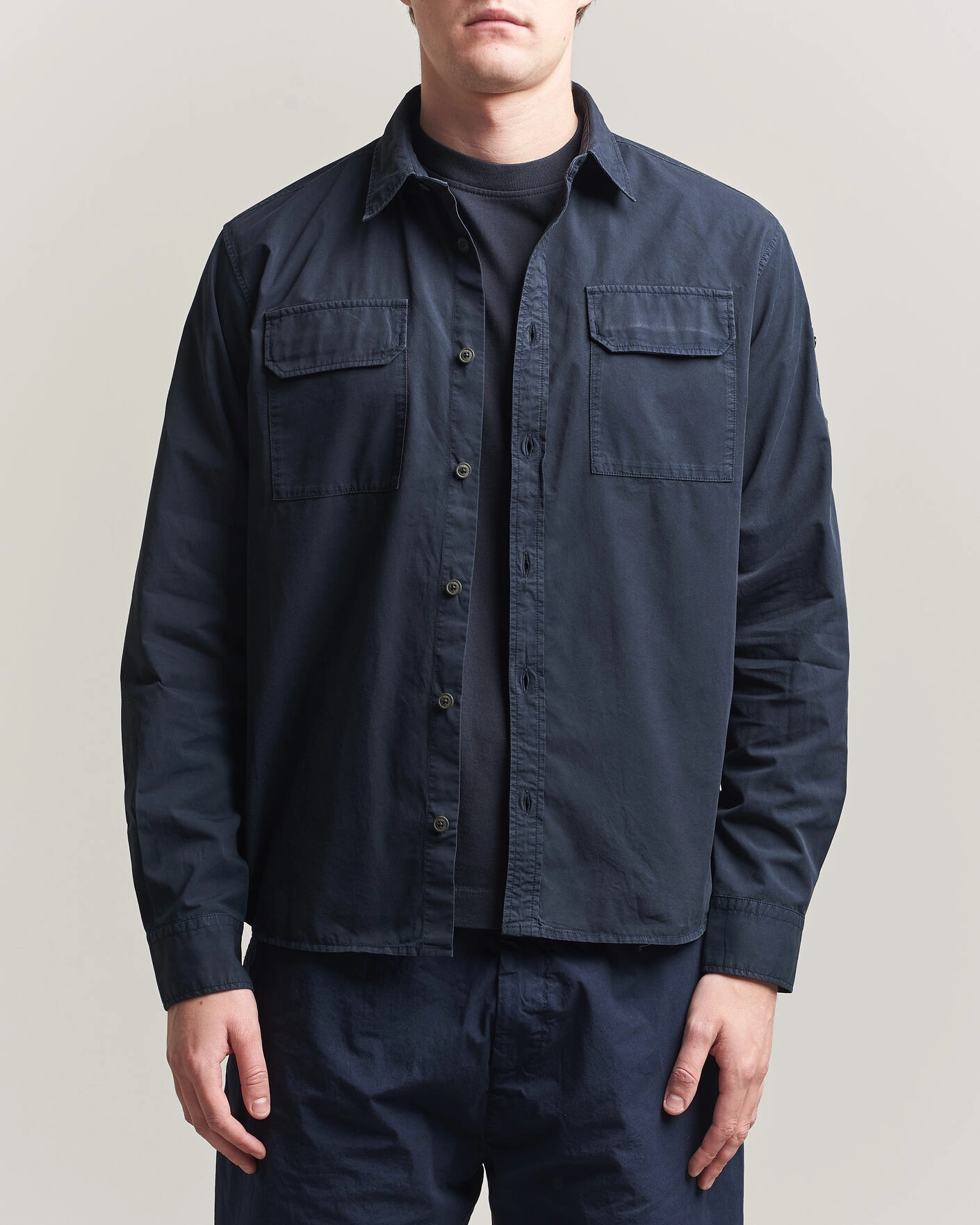 Hombres | Camisas | C.P. Company | Organic Gabardine Pocket Shirt Navy