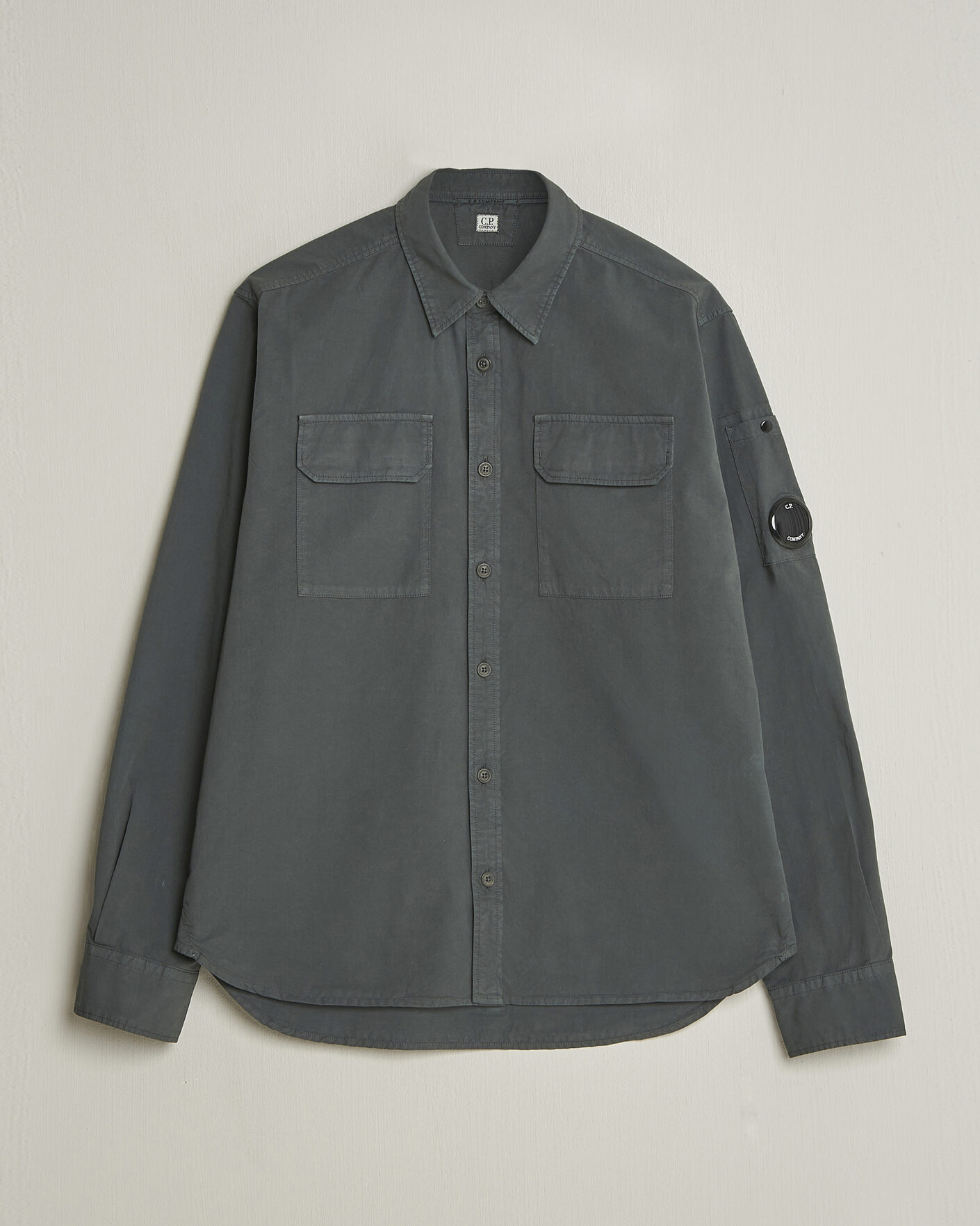 Hombres | Camisas | C.P. Company | Organic Gabardine Pocket Shirt Dark Grey