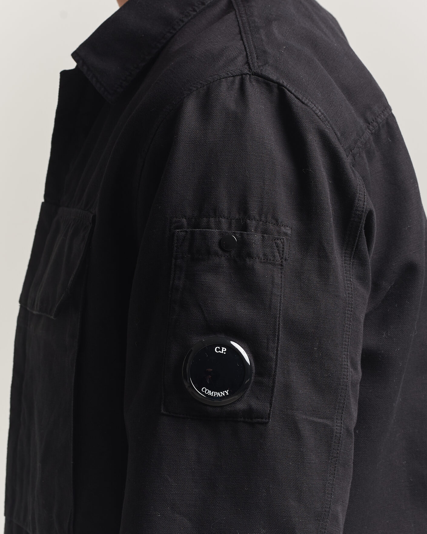 Hombres | Camisas | C.P. Company | Cotton/Linen Zip Overshirt Black