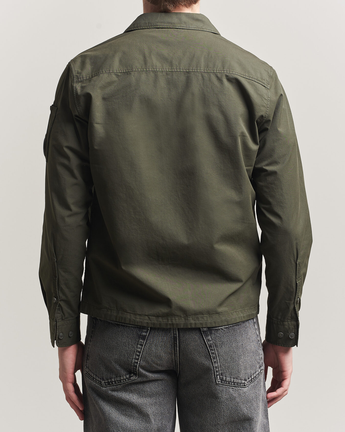 Hombres | Camisas | C.P. Company | Garment Dyed Gabardine Zip Overshirt Dark Green