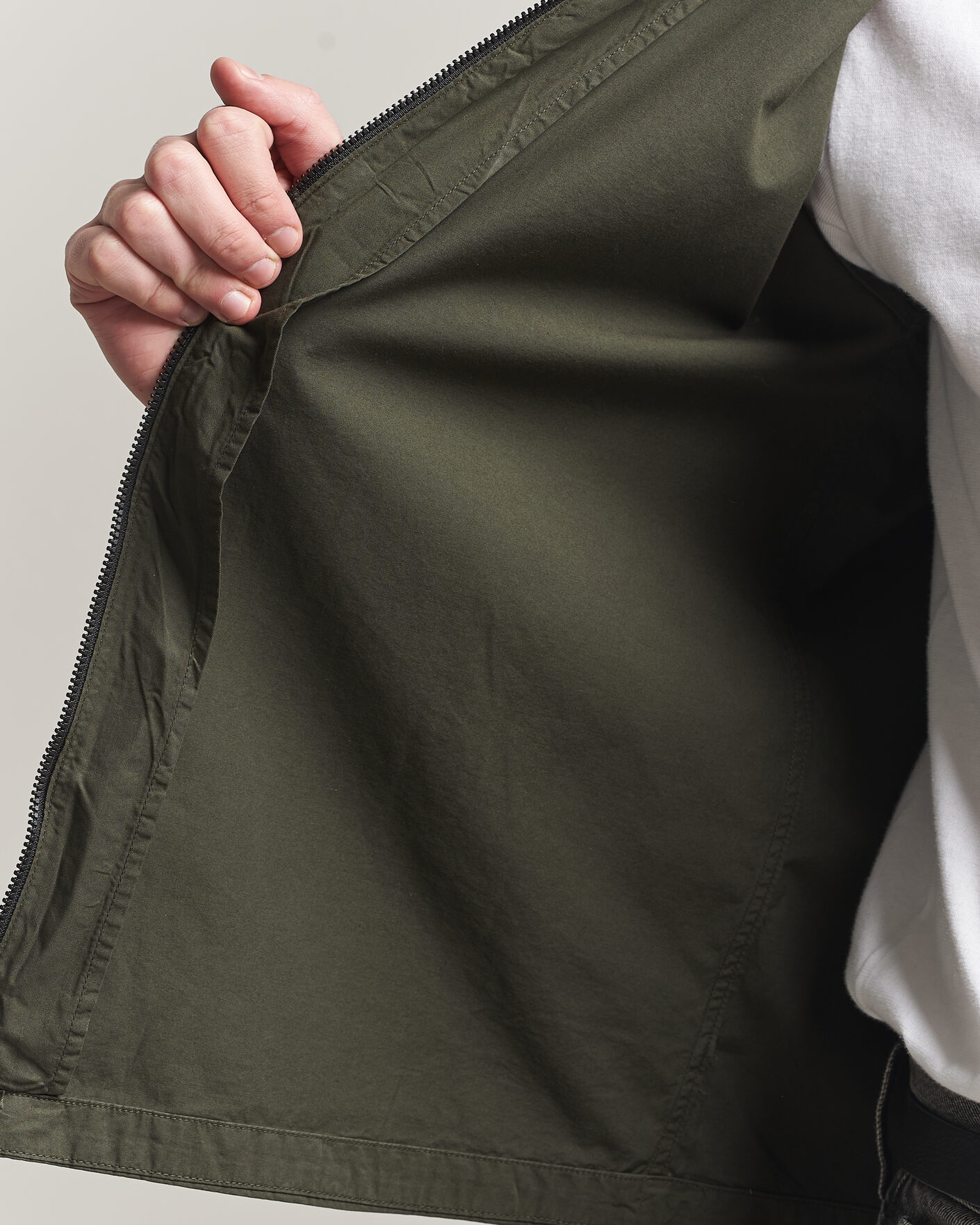 Hombres | Camisas | C.P. Company | Garment Dyed Gabardine Zip Overshirt Dark Green
