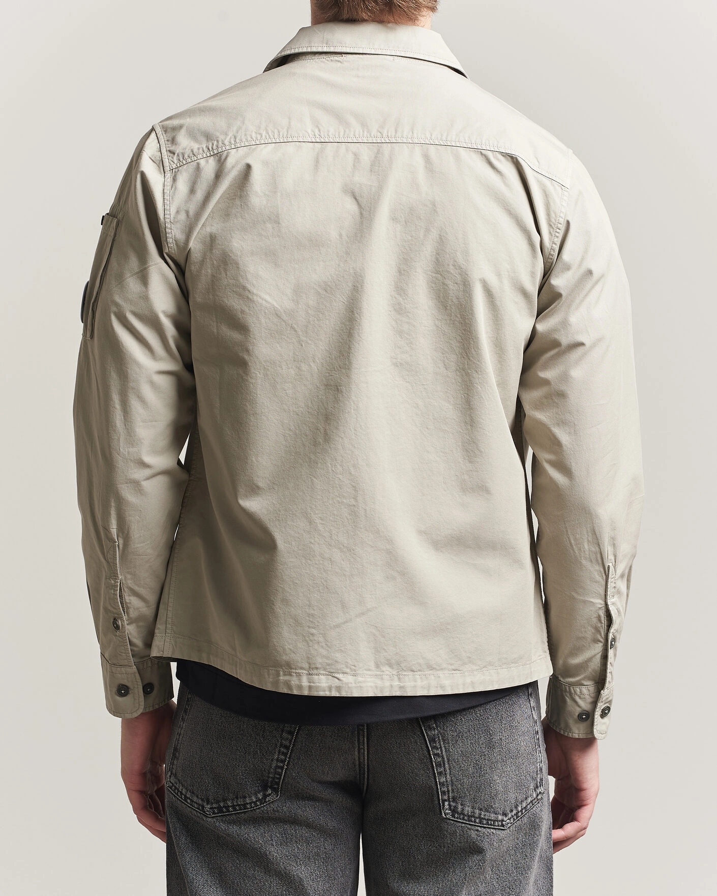 Hombres | Camisas | C.P. Company | Garment Dyed Gabardine Zip Overshirt Light Grey