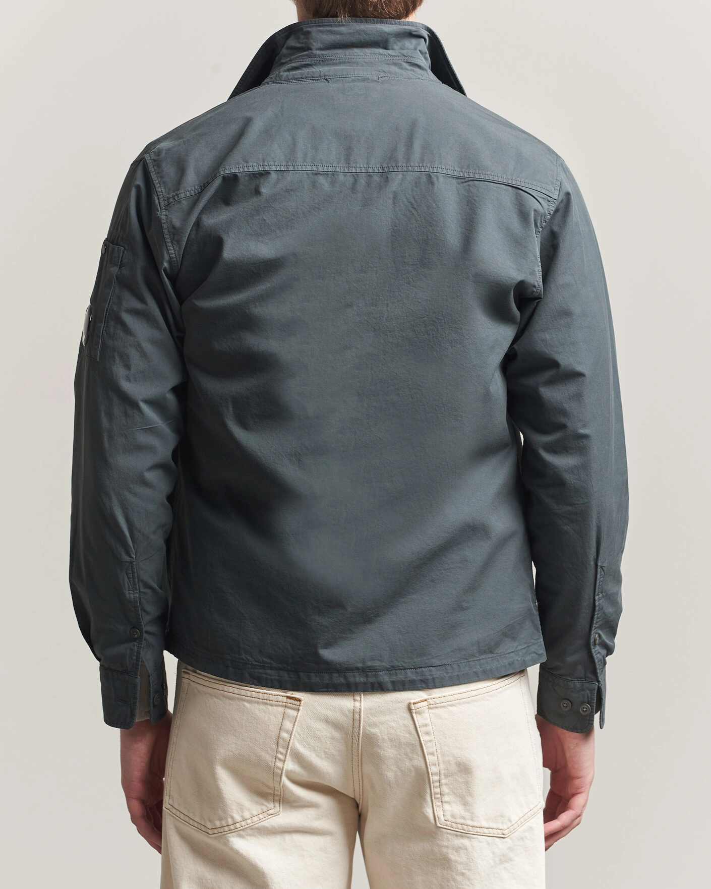 Hombres | Camisas | C.P. Company | Garment Dyed Gabardine Zip Overshirt Dark Grey