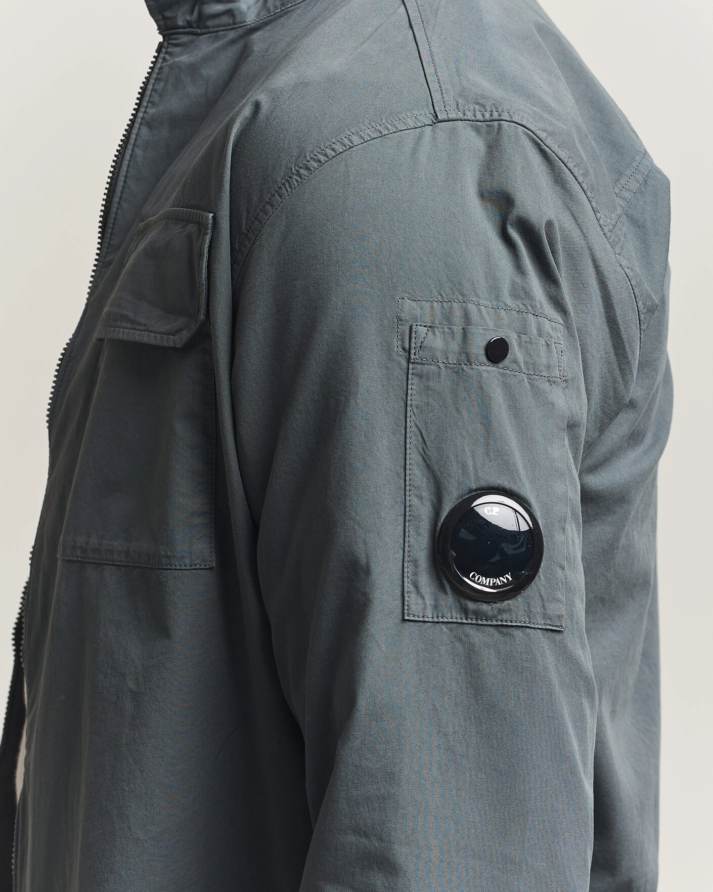 Hombres | Camisas | C.P. Company | Garment Dyed Gabardine Zip Overshirt Dark Grey