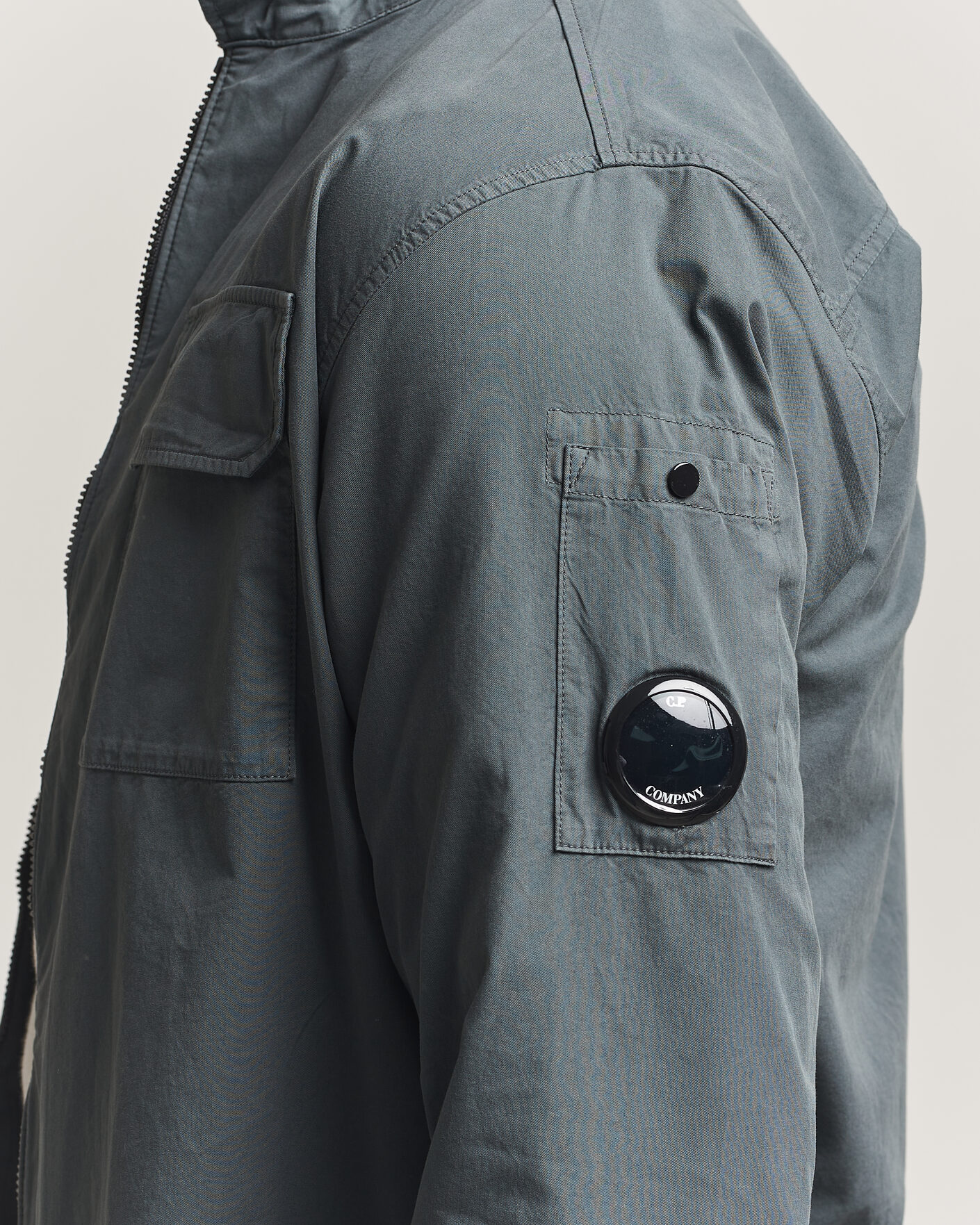Hombres | Camisas | C.P. Company | Garment Dyed Gabardine Zip Overshirt Dark Grey