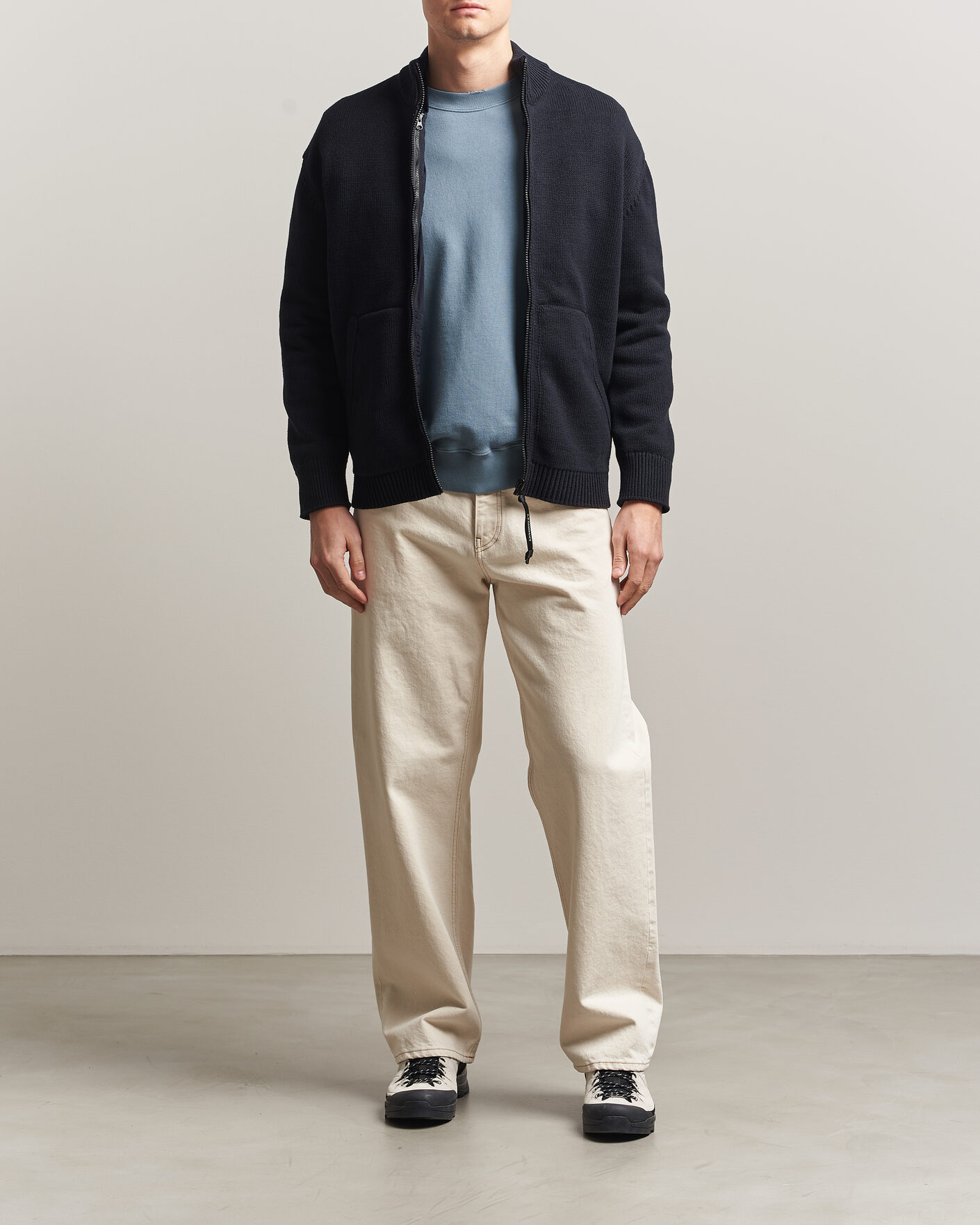 Hombres | Jerséis y prendas de punto | C.P. Company | Cotton Mix 2 in 1 Knitted Sweater Navy