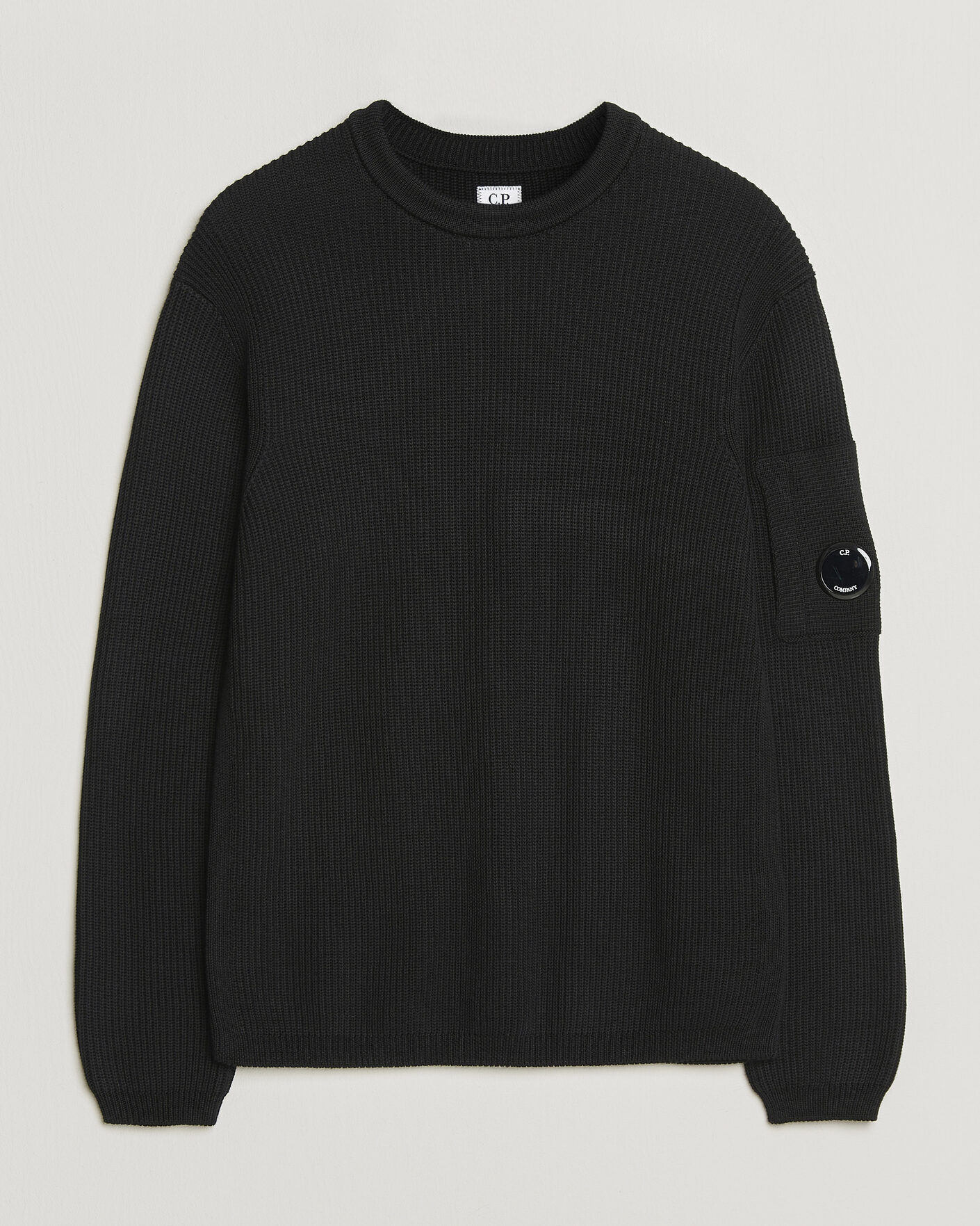 Hombres | Jerséis y prendas de punto | C.P. Company | Sea Island Knitted Cotton Crewneck Black
