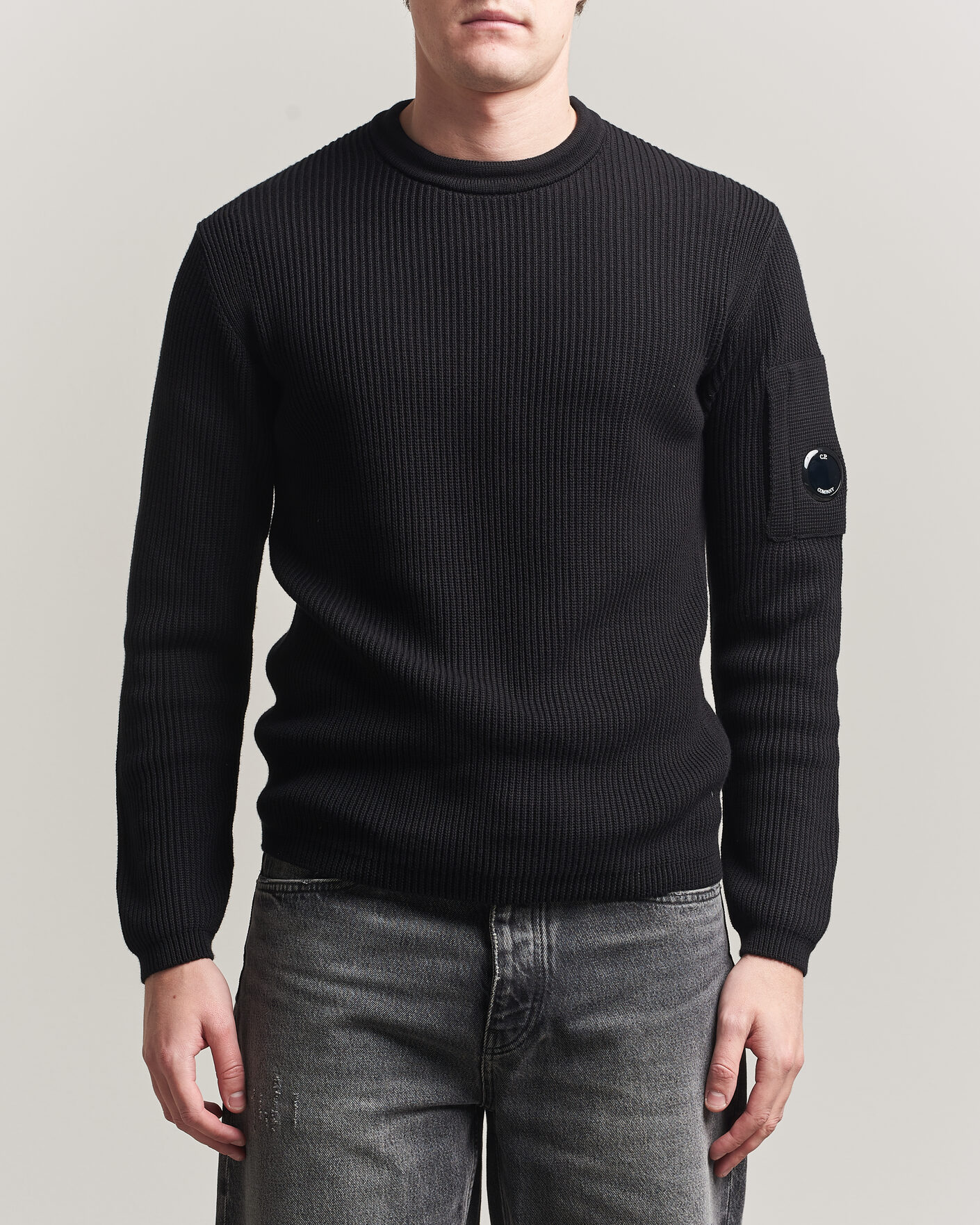 Hombres | Jerséis y prendas de punto | C.P. Company | Sea Island Knitted Cotton Crewneck Black