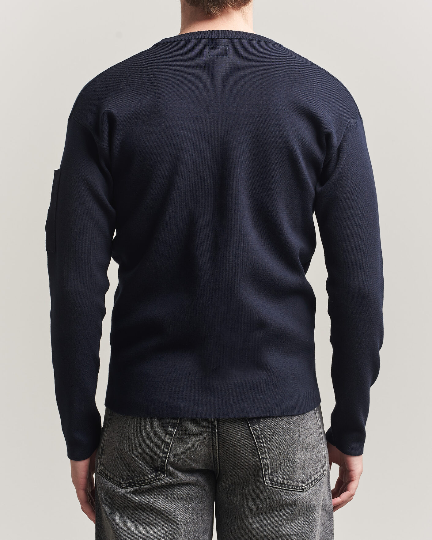 Hombres | Jerséis y prendas de punto | C.P. Company | Sea Island Fine Knit Cotton Lens Crewneck Navy