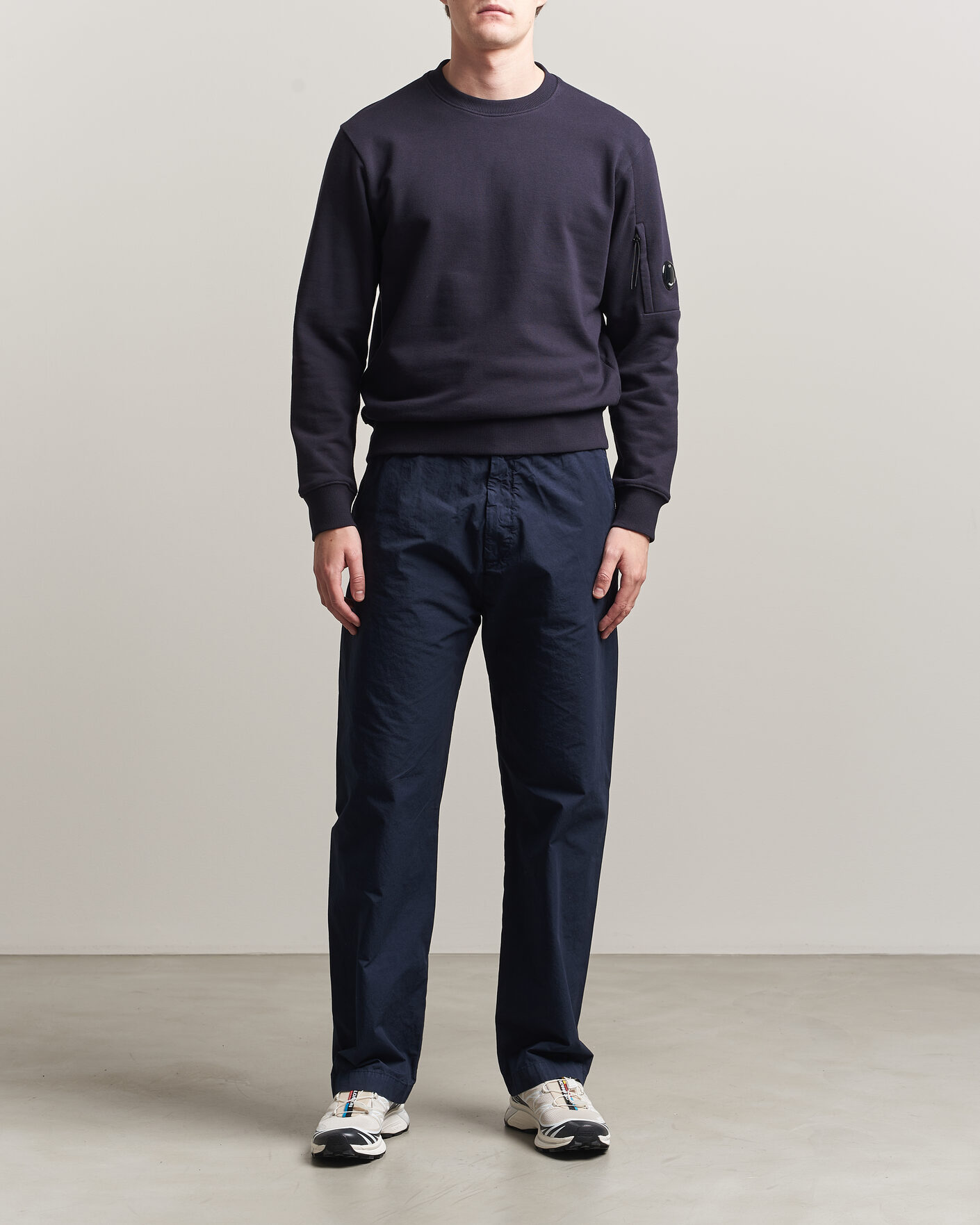 Hombres | Jerséis y prendas de punto | C.P. Company | Diagonal Raised Fleece Lens Sweatshirt Navy