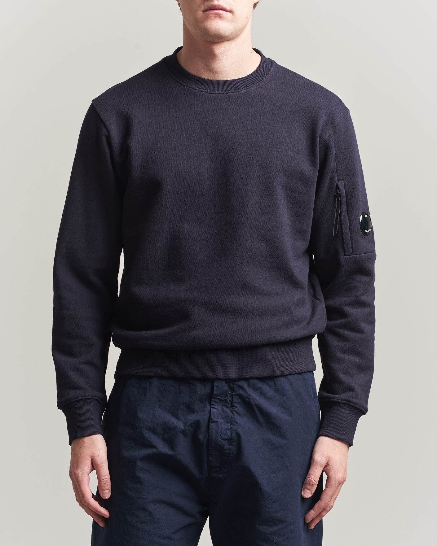 Hombres | Jerséis y prendas de punto | C.P. Company | Diagonal Raised Fleece Lens Sweatshirt Navy