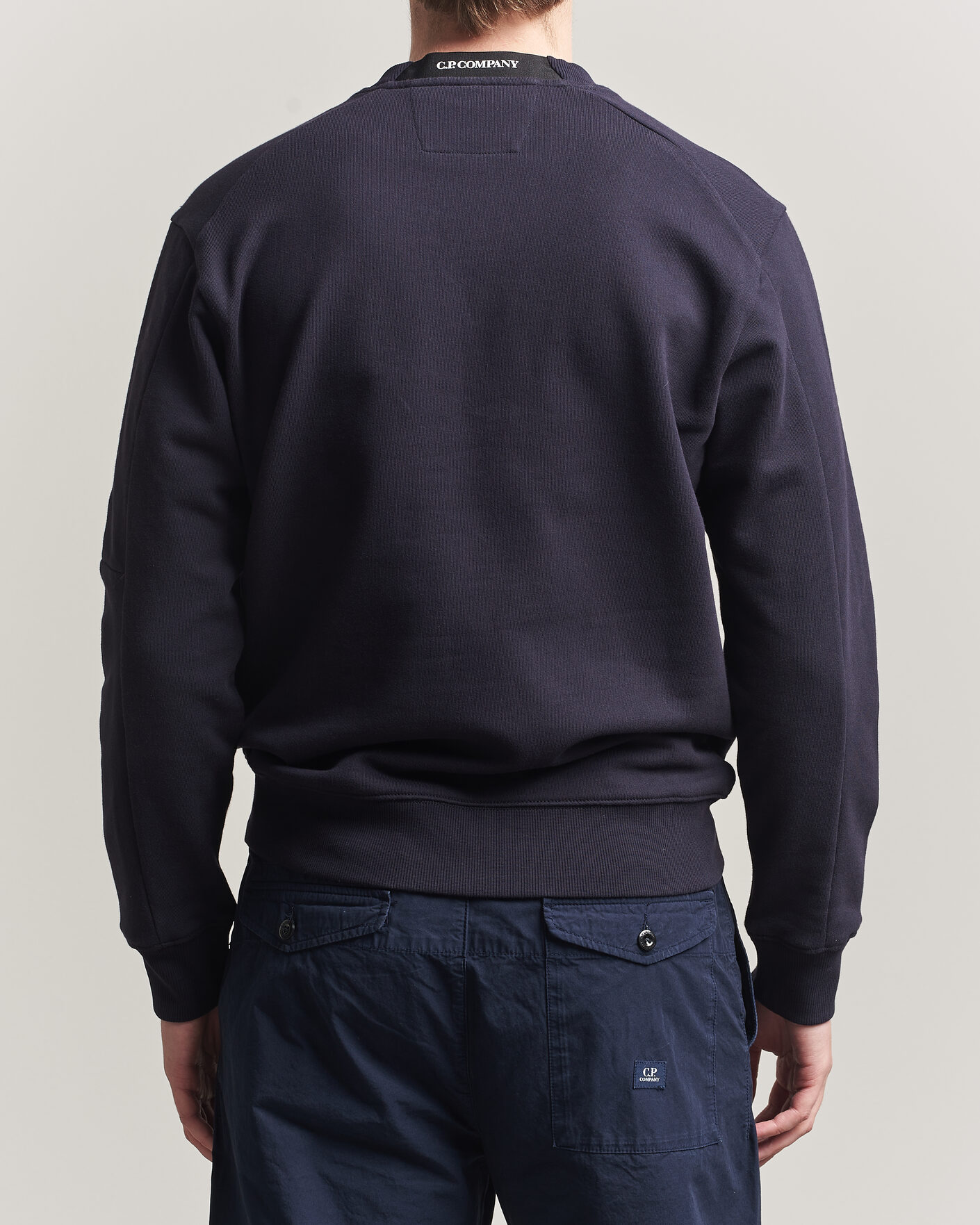 Hombres | Jerséis y prendas de punto | C.P. Company | Diagonal Raised Fleece Lens Sweatshirt Navy