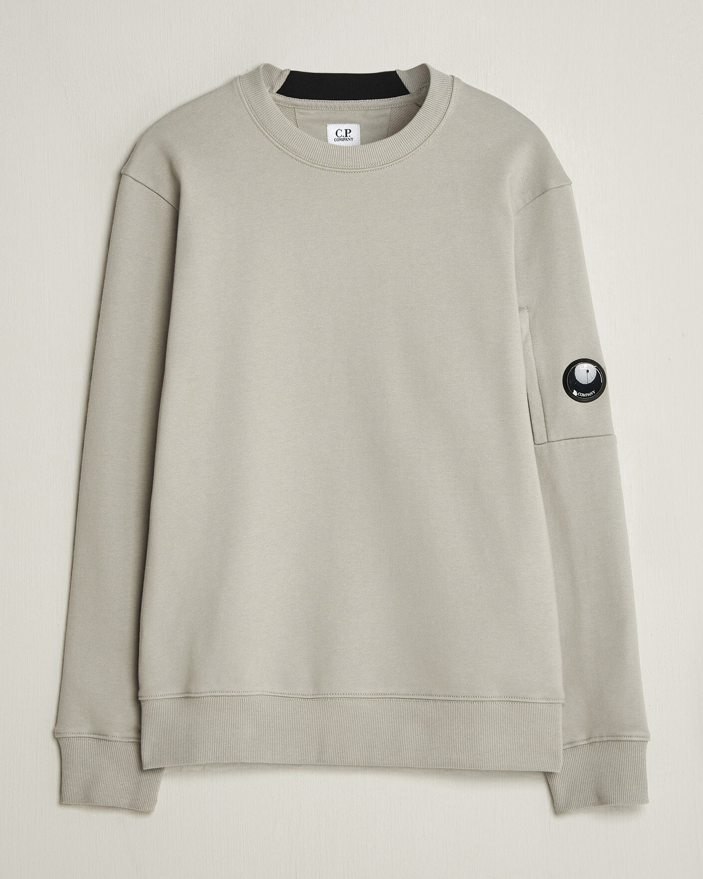 Hombres | Jerséis y prendas de punto | C.P. Company | Diagonal Raised Fleece Lens Sweatshirt Light Grey