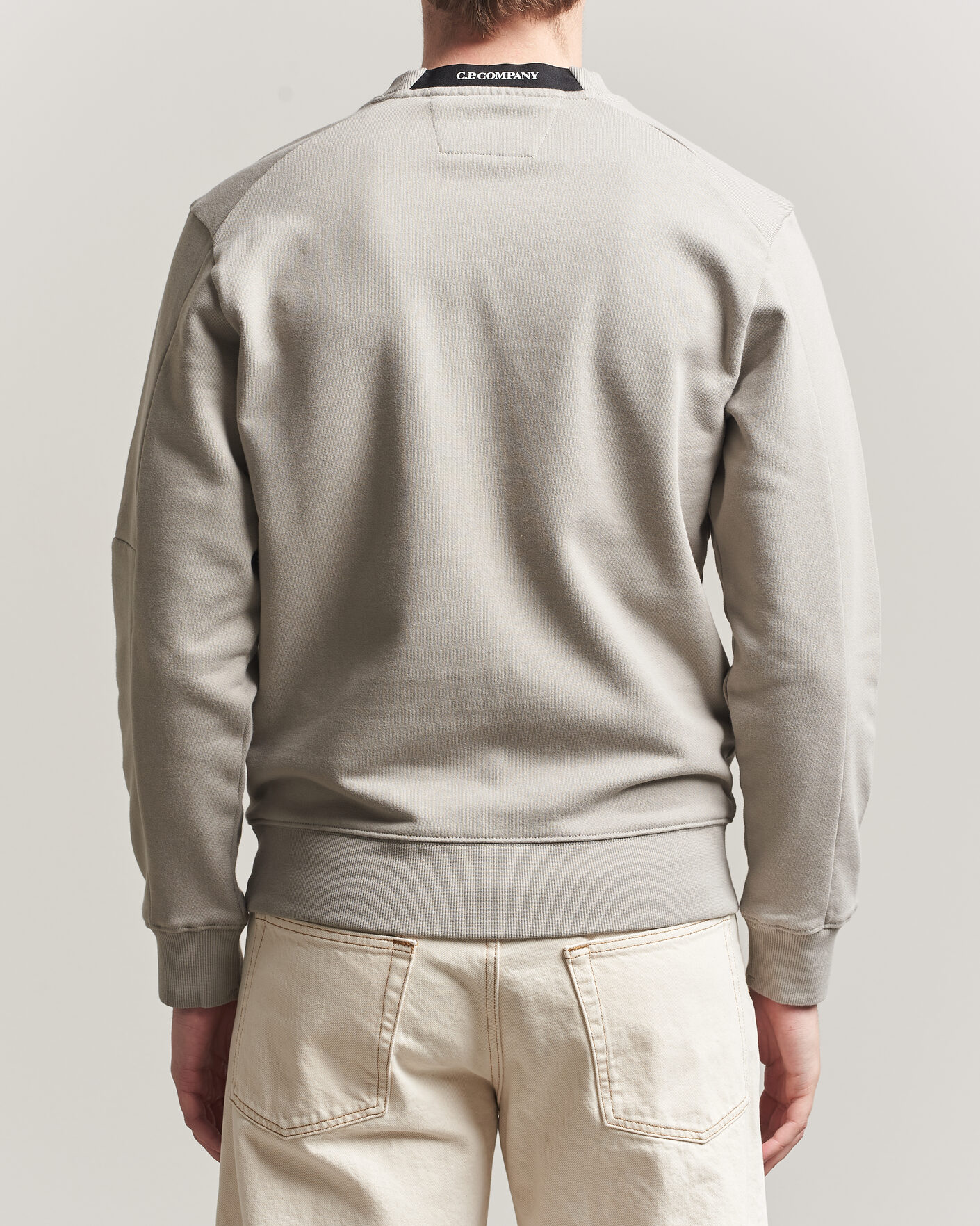 Hombres | Jerséis y prendas de punto | C.P. Company | Diagonal Raised Fleece Lens Sweatshirt Light Grey