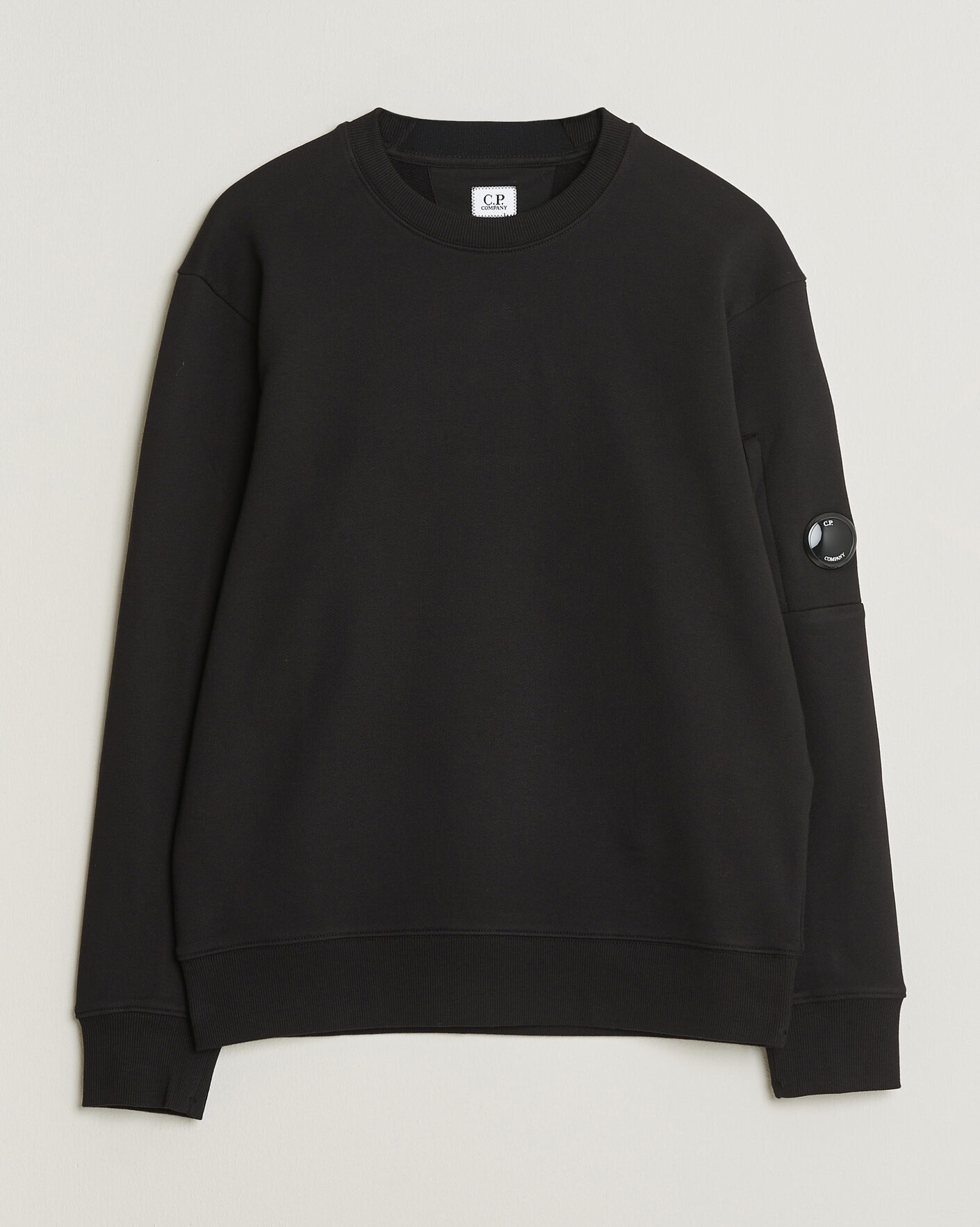 Hombres | Jerséis y prendas de punto | C.P. Company | Diagonal Raised Fleece Lens Sweatshirt Black
