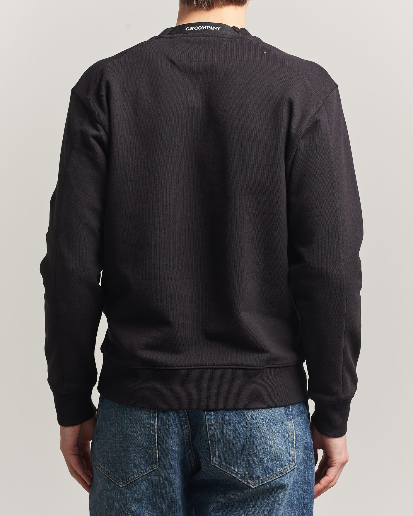 Hombres | Jerséis y prendas de punto | C.P. Company | Diagonal Raised Fleece Lens Sweatshirt Black