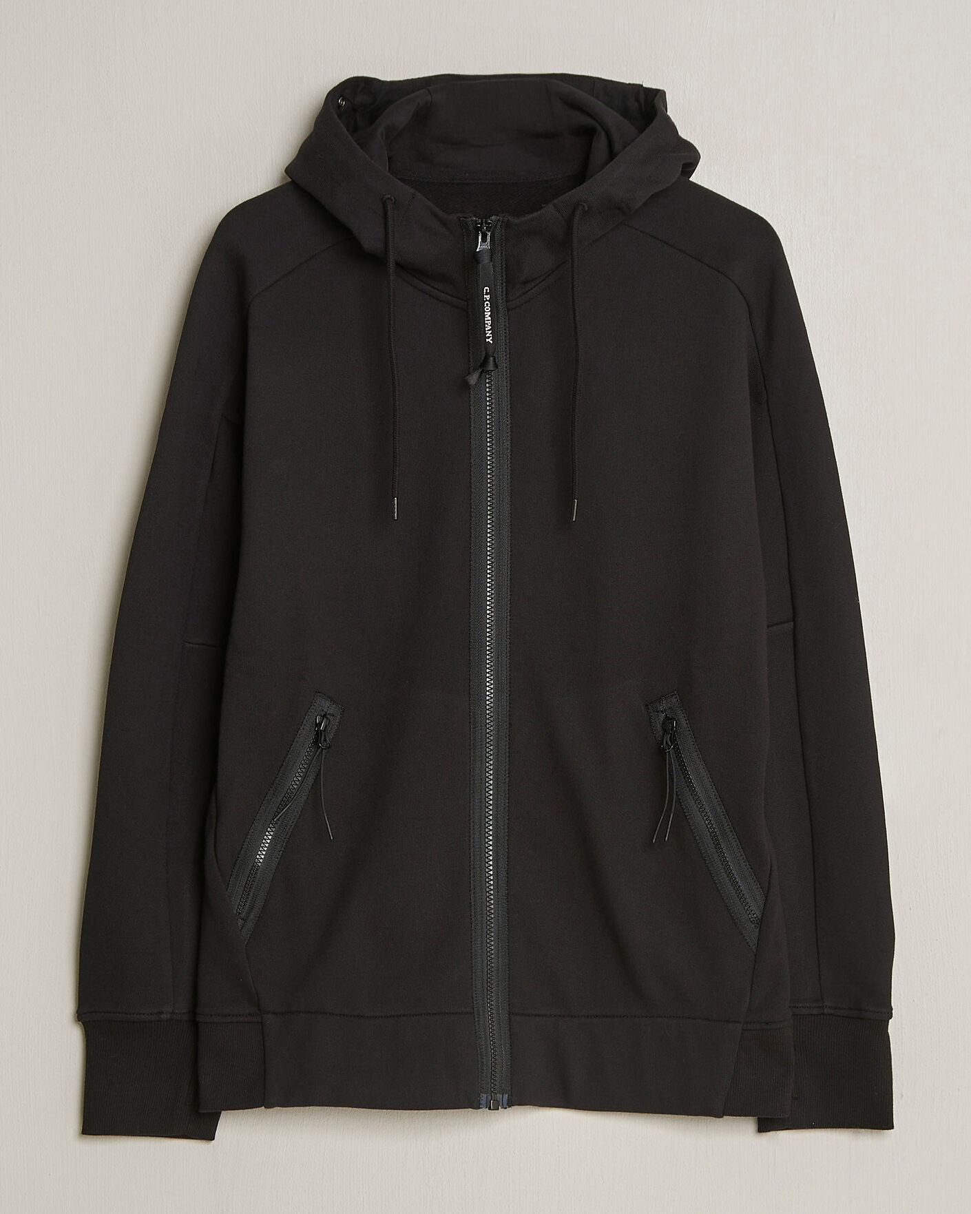 Hombres | Jerséis y prendas de punto | C.P. Company | Diagonal Raised Fleece Full Zip Goggle Hoodie Black