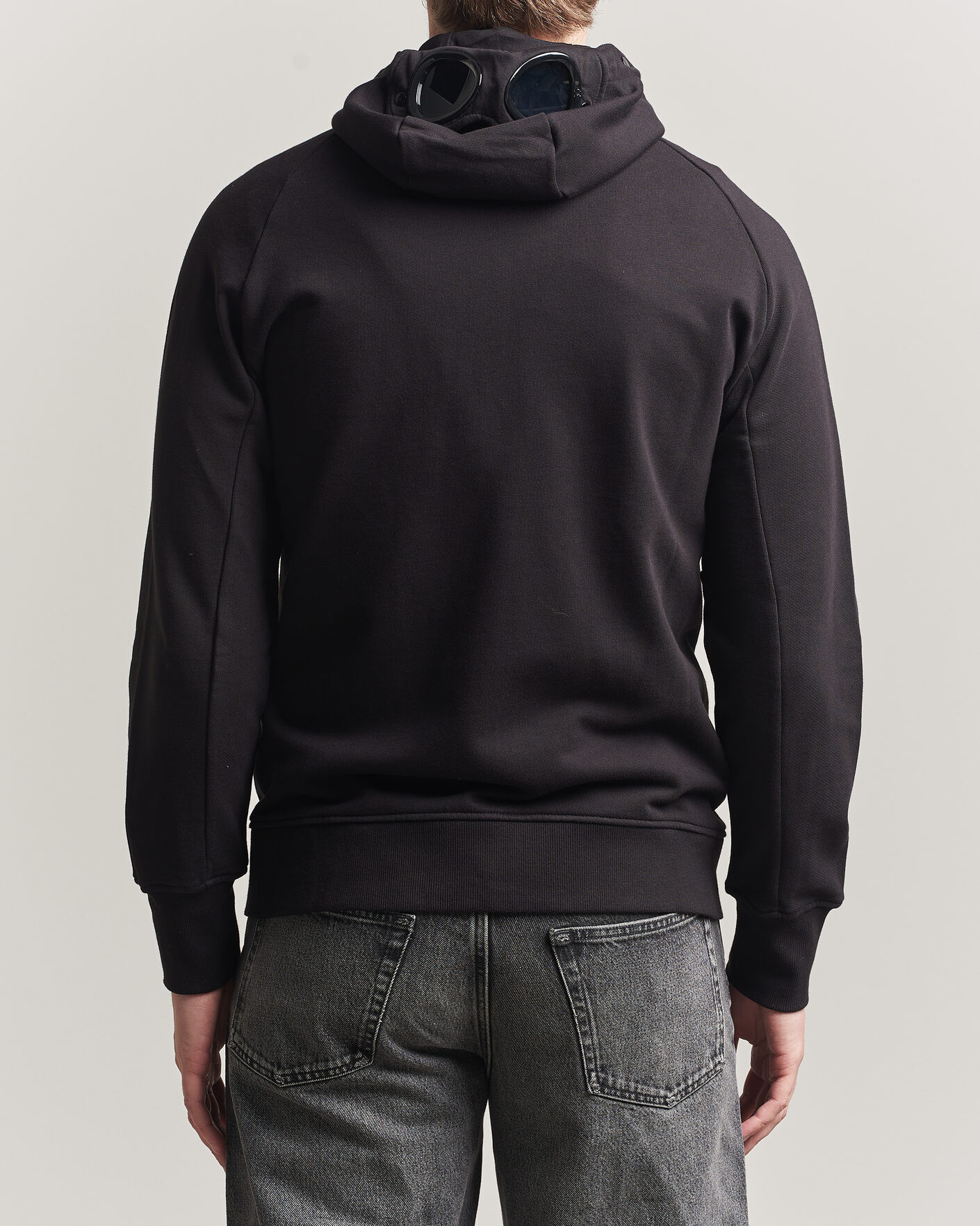 Hombres | Jerséis y prendas de punto | C.P. Company | Diagonal Raised Fleece Full Zip Goggle Hoodie Black