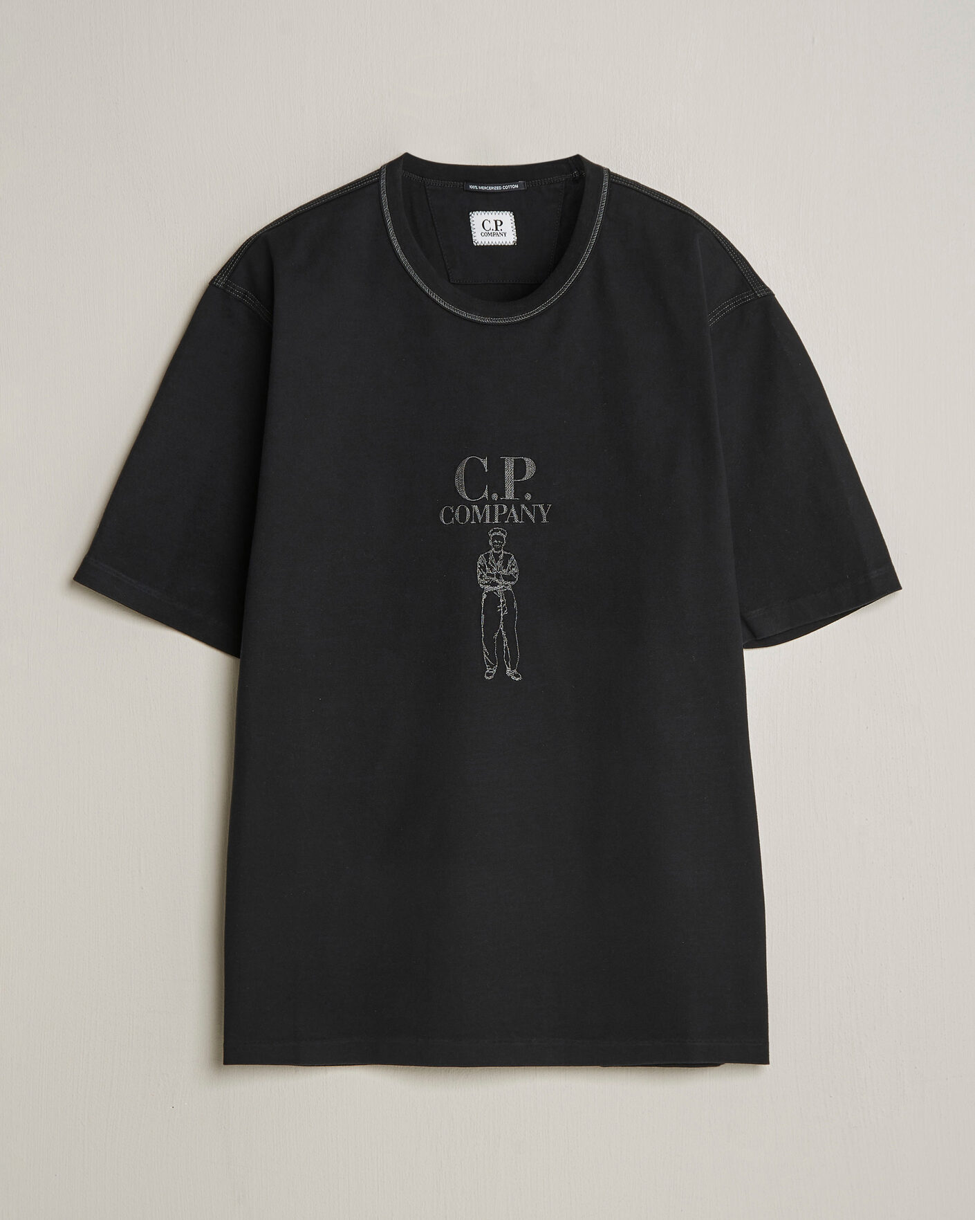 Hombres | Camisetas | C.P. Company | Mercerized Heavy Cotton Chest Logo T-Shirt Black