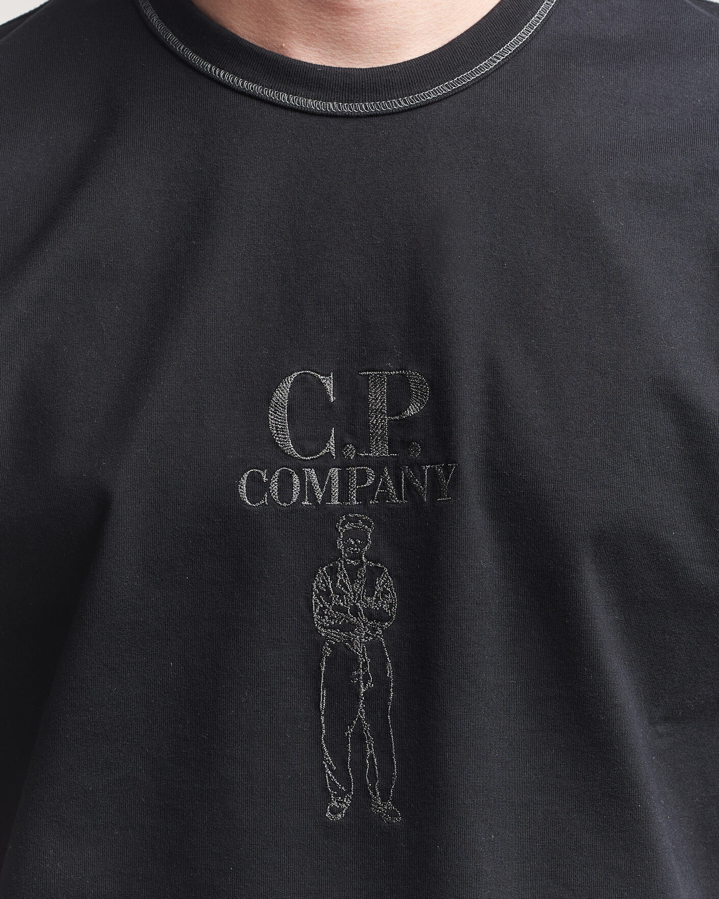 Hombres | Camisetas | C.P. Company | Mercerized Heavy Cotton Chest Logo T-Shirt Black