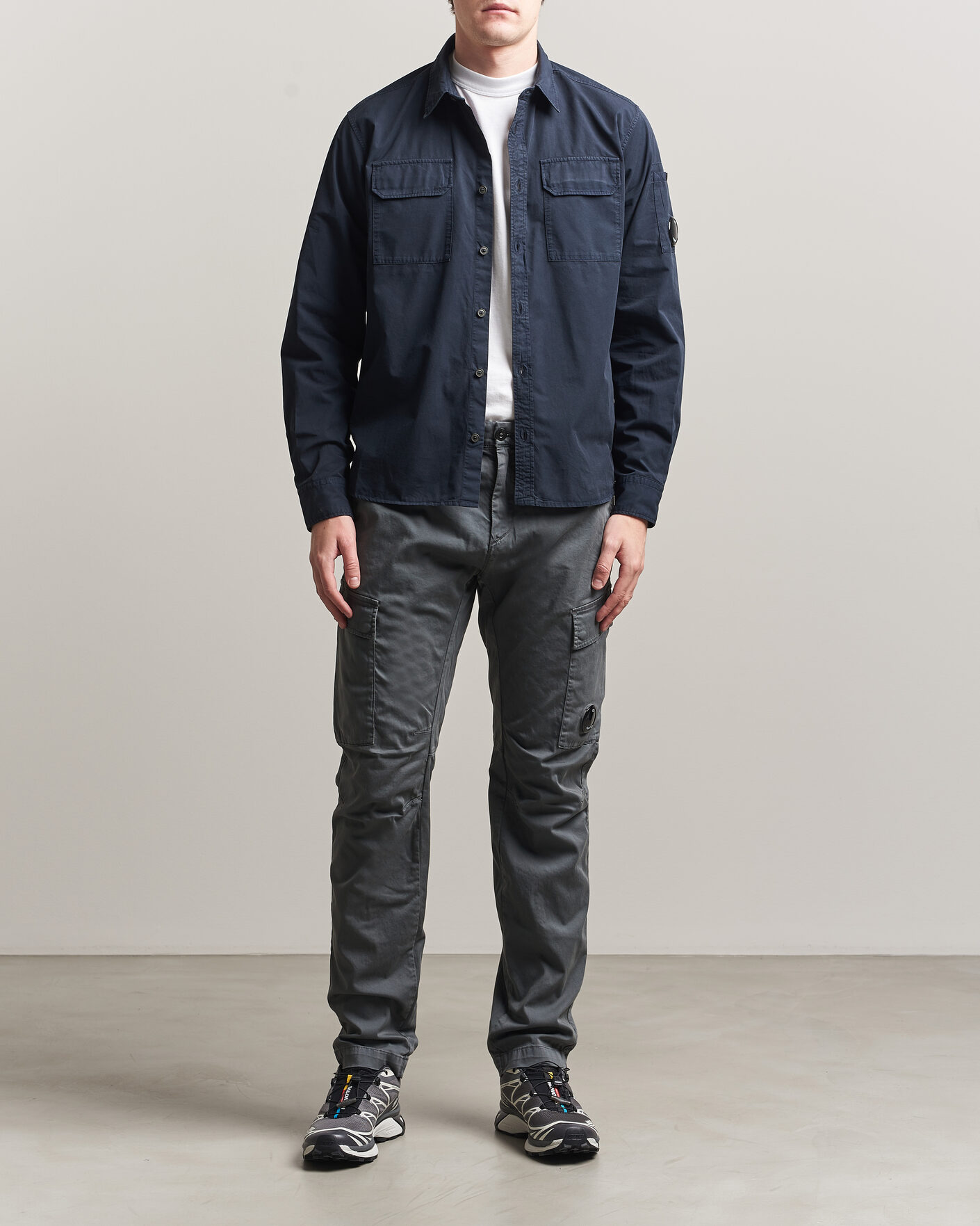 Hombres | Pantalones | C.P. Company | Satin Stretch Cargo Pants Dark Grey