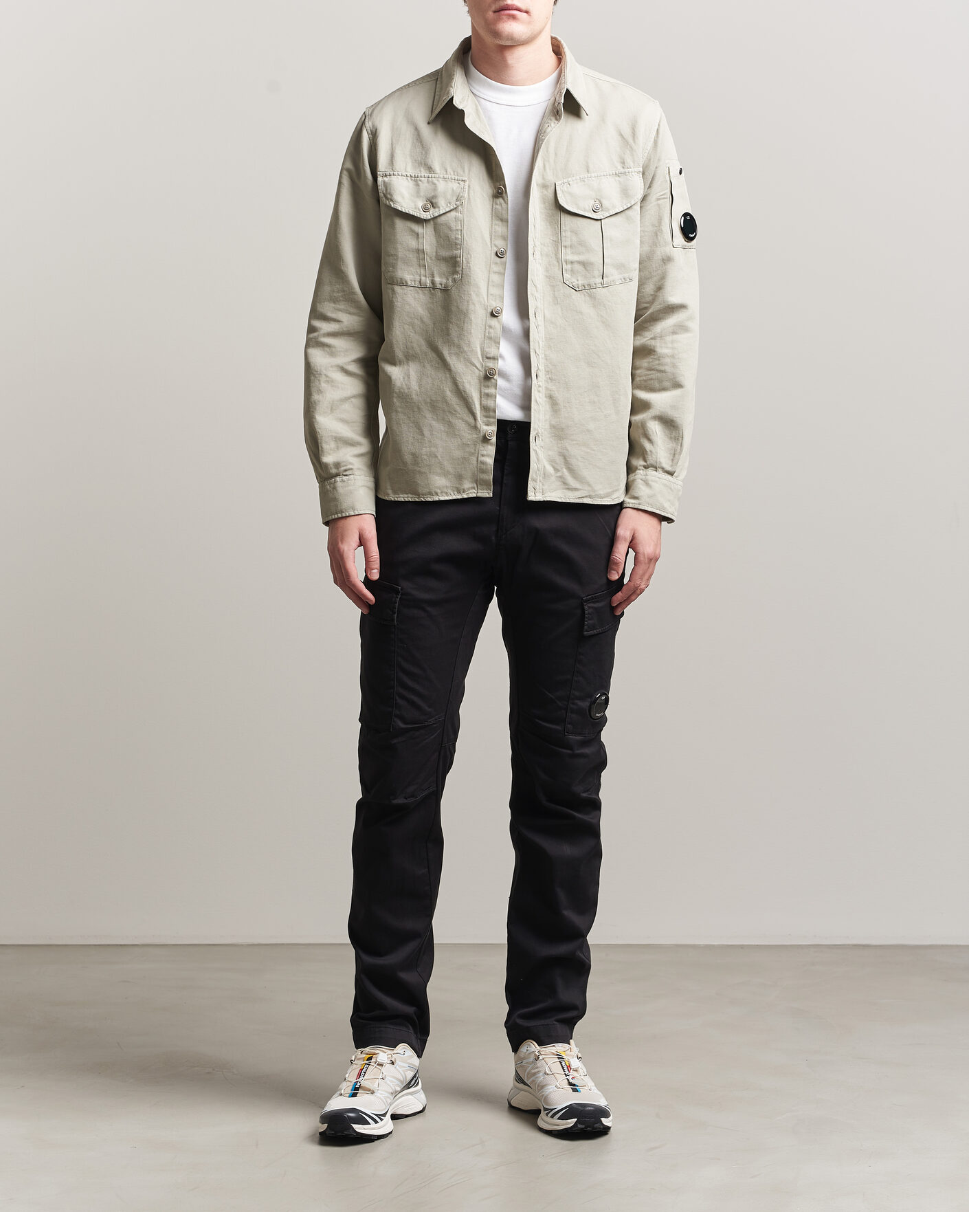 Hombres | Pantalones | C.P. Company | Satin Stretch Cargo Pants Black