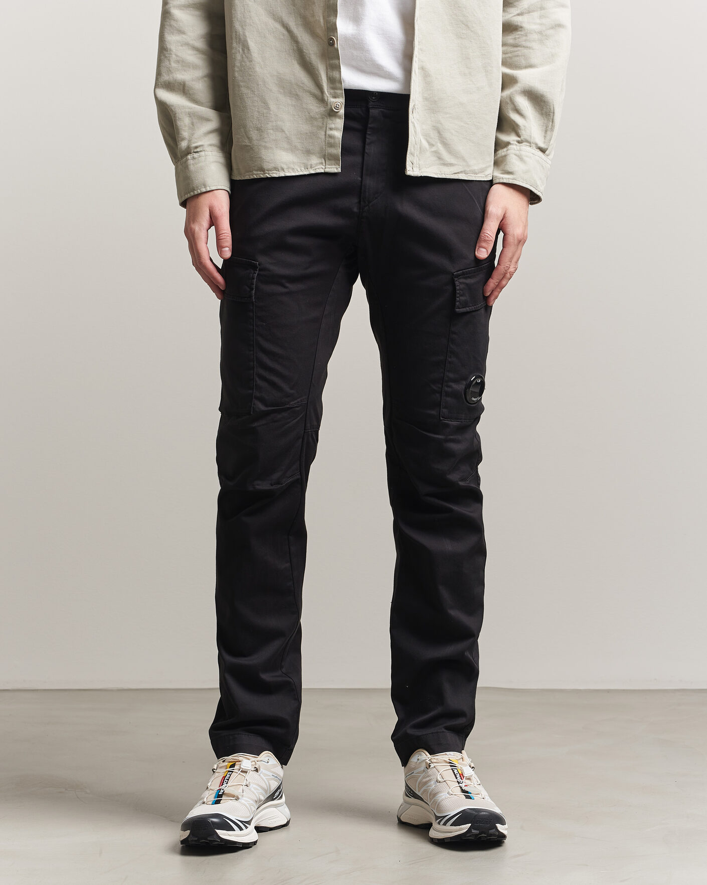 Hombres | Pantalones | C.P. Company | Satin Stretch Cargo Pants Black