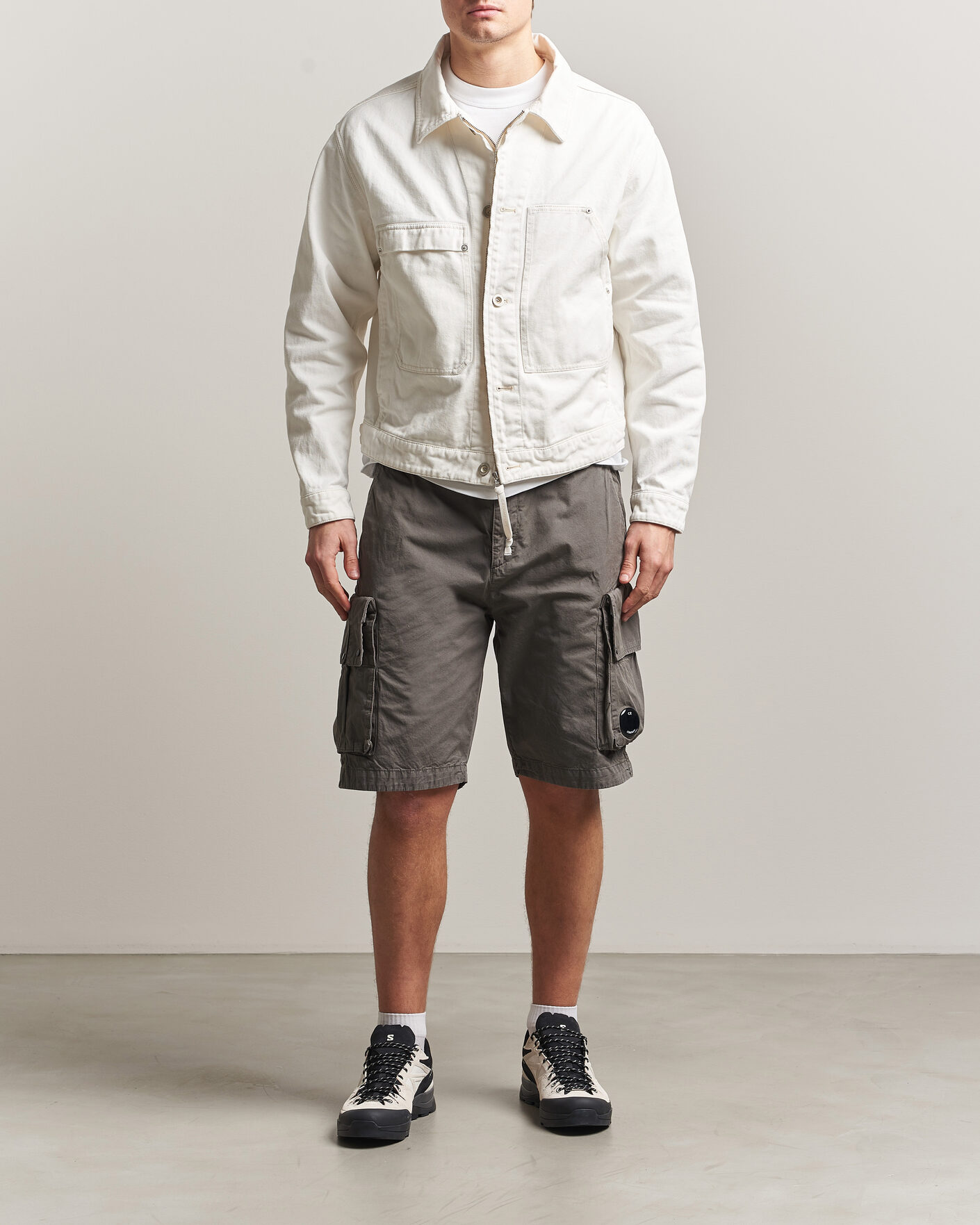 Hombres | Pantalones cortos | C.P. Company | Cotton Gabardine Cargo Shorts Washed Black
