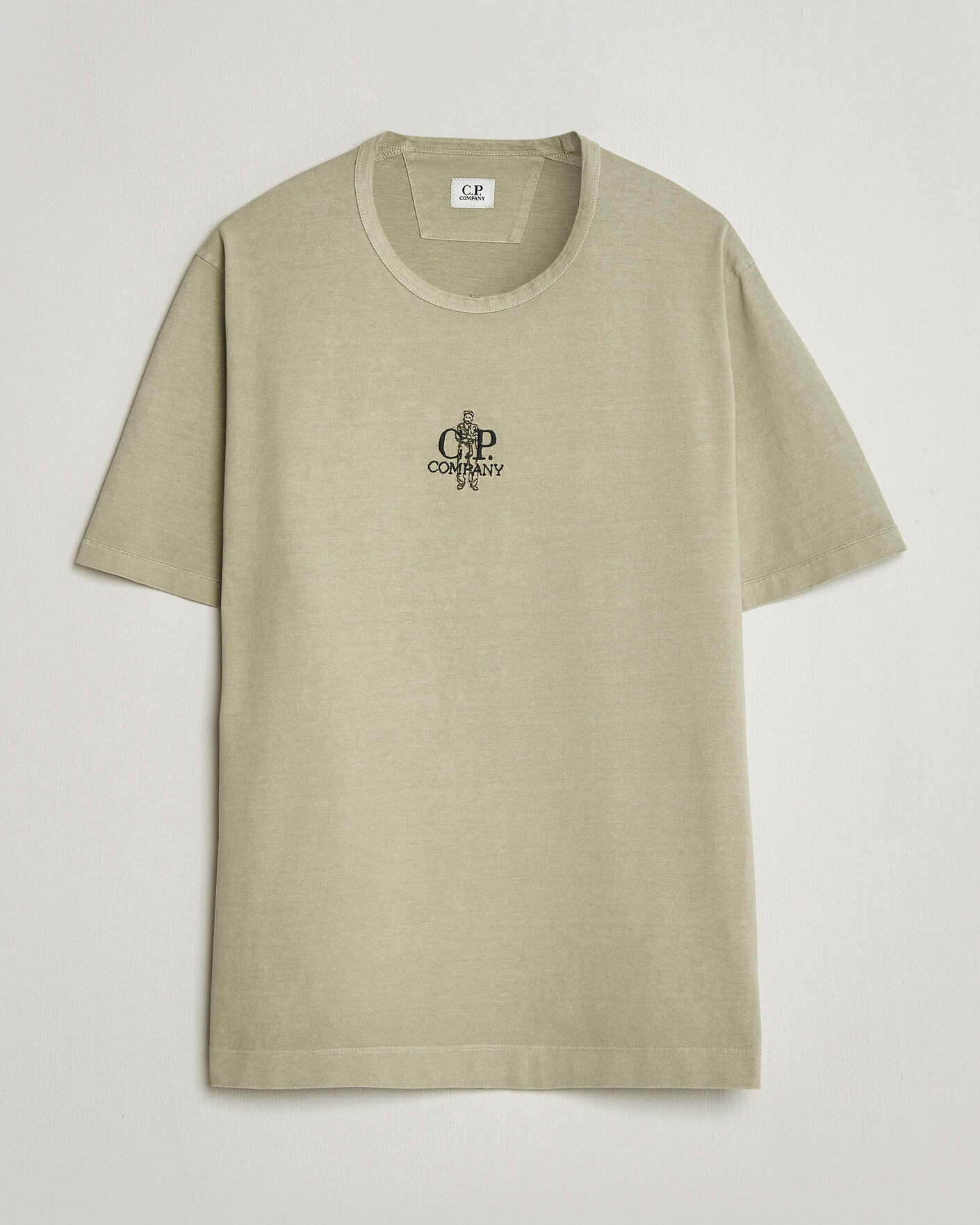 Hombres | Camisetas | C.P. Company | Back Printed Cotton T-Shirt Washed Green