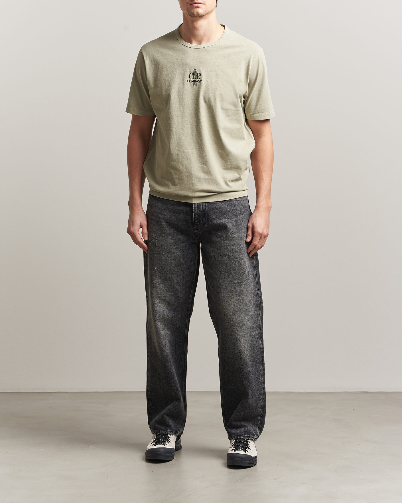 Hombres | Camisetas | C.P. Company | Back Printed Cotton T-Shirt Washed Green